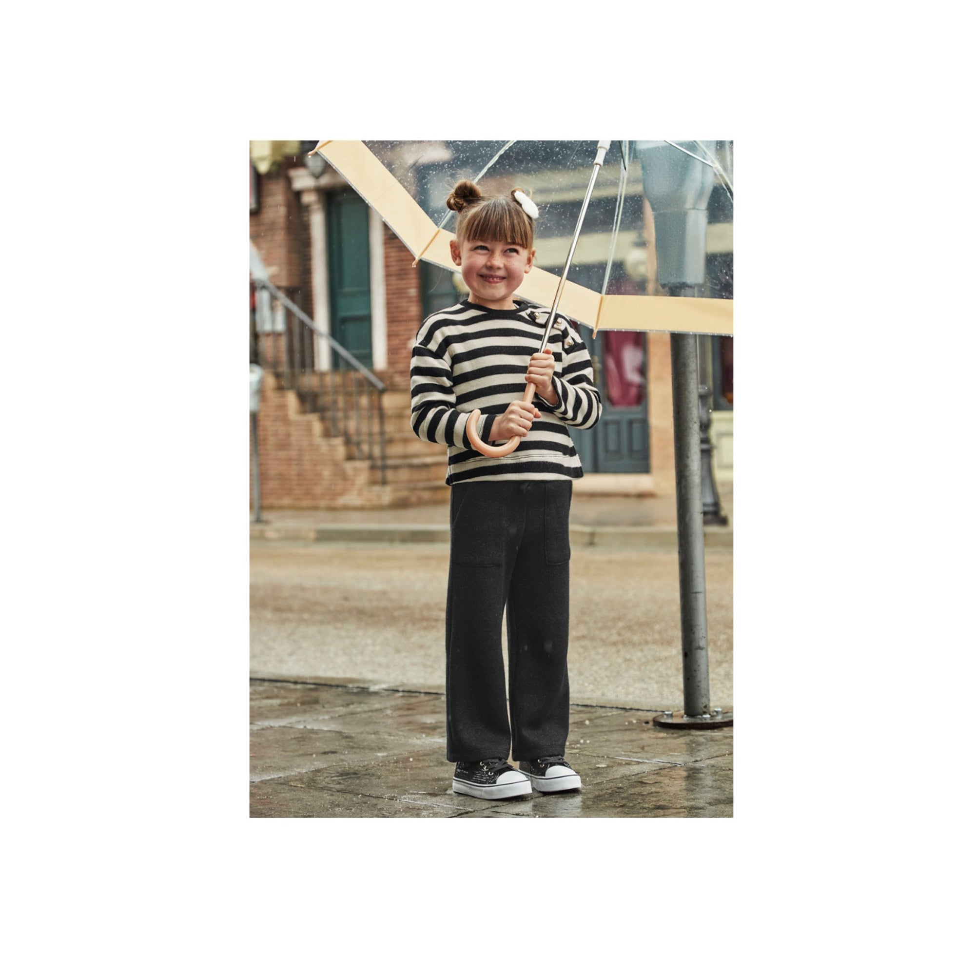 Black & Ivory Striped Girls’ 2-Piece Pant Set