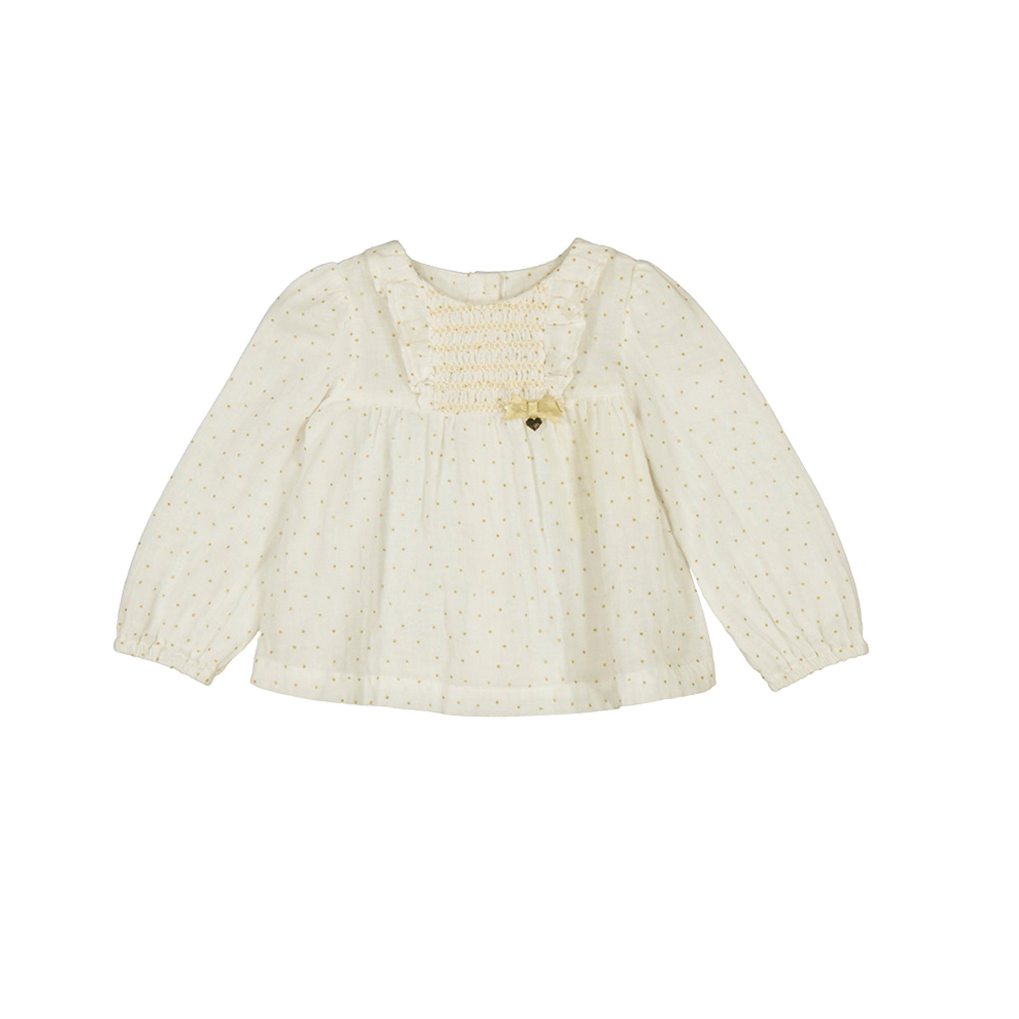 Smocked Gold Dot Baby Girl Blouse