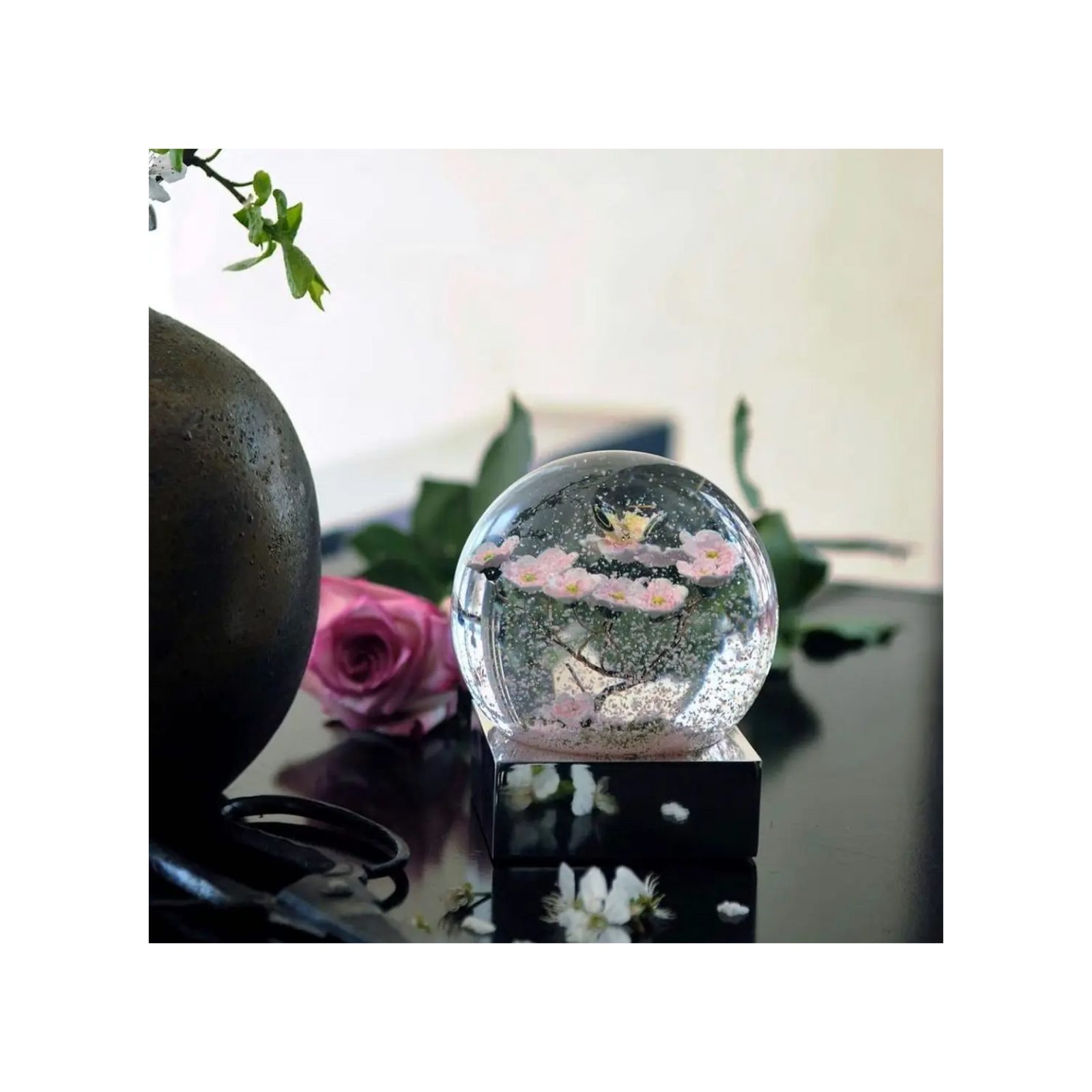 Butterfly On Branch Snow Globe