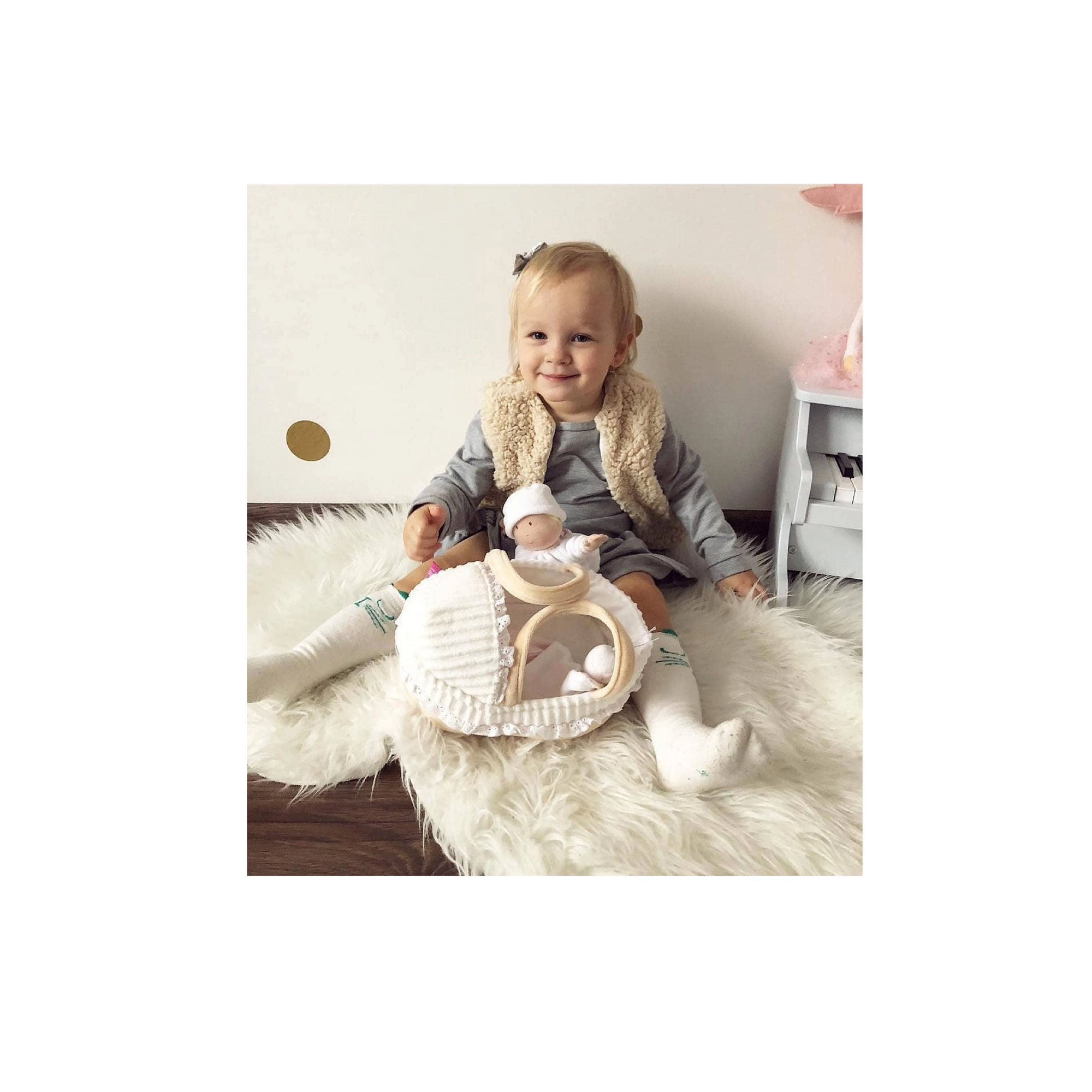 Carry Cot With Baby Grace With Blanket & Bottle