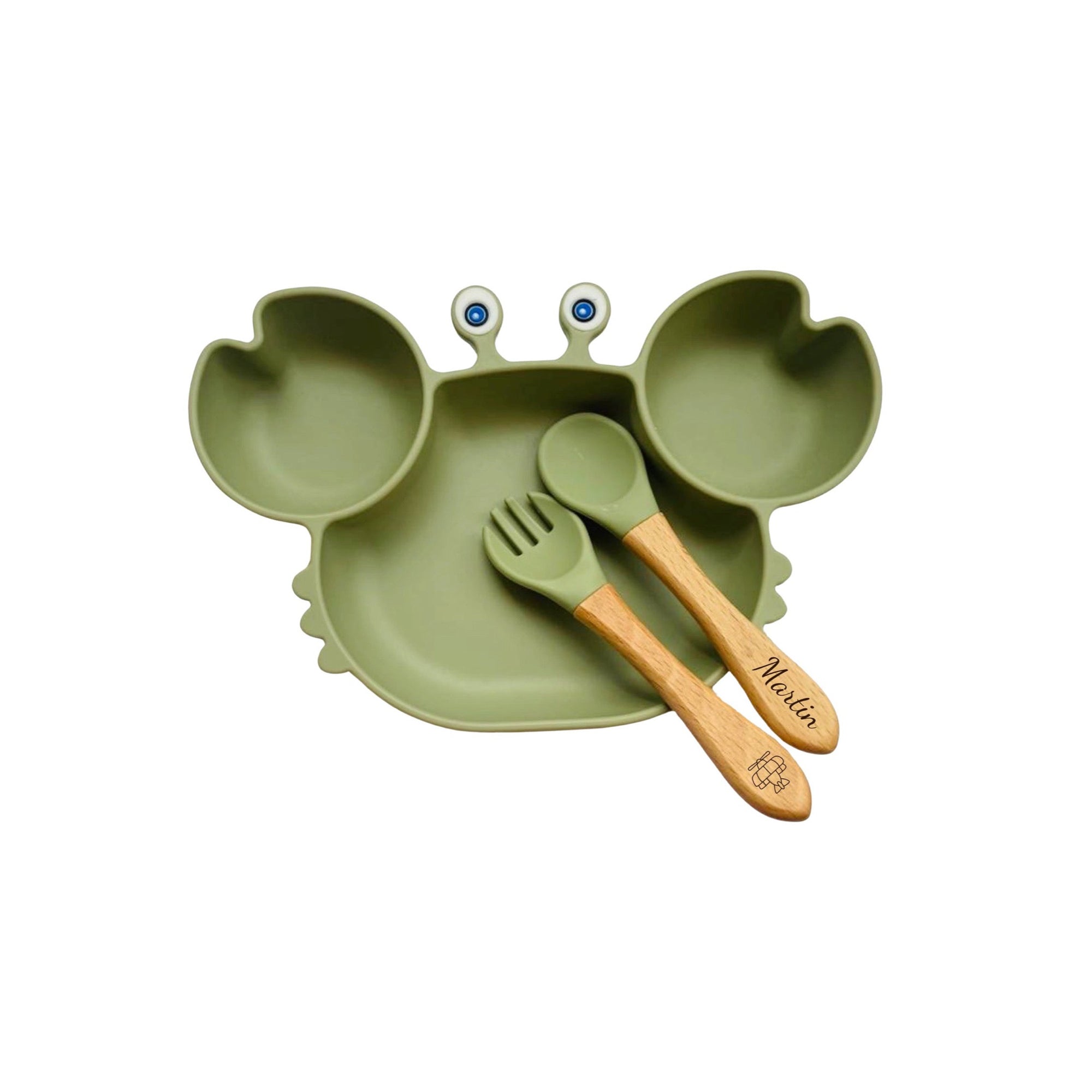 Silicone Crab Face Plate and Cutlery Sets