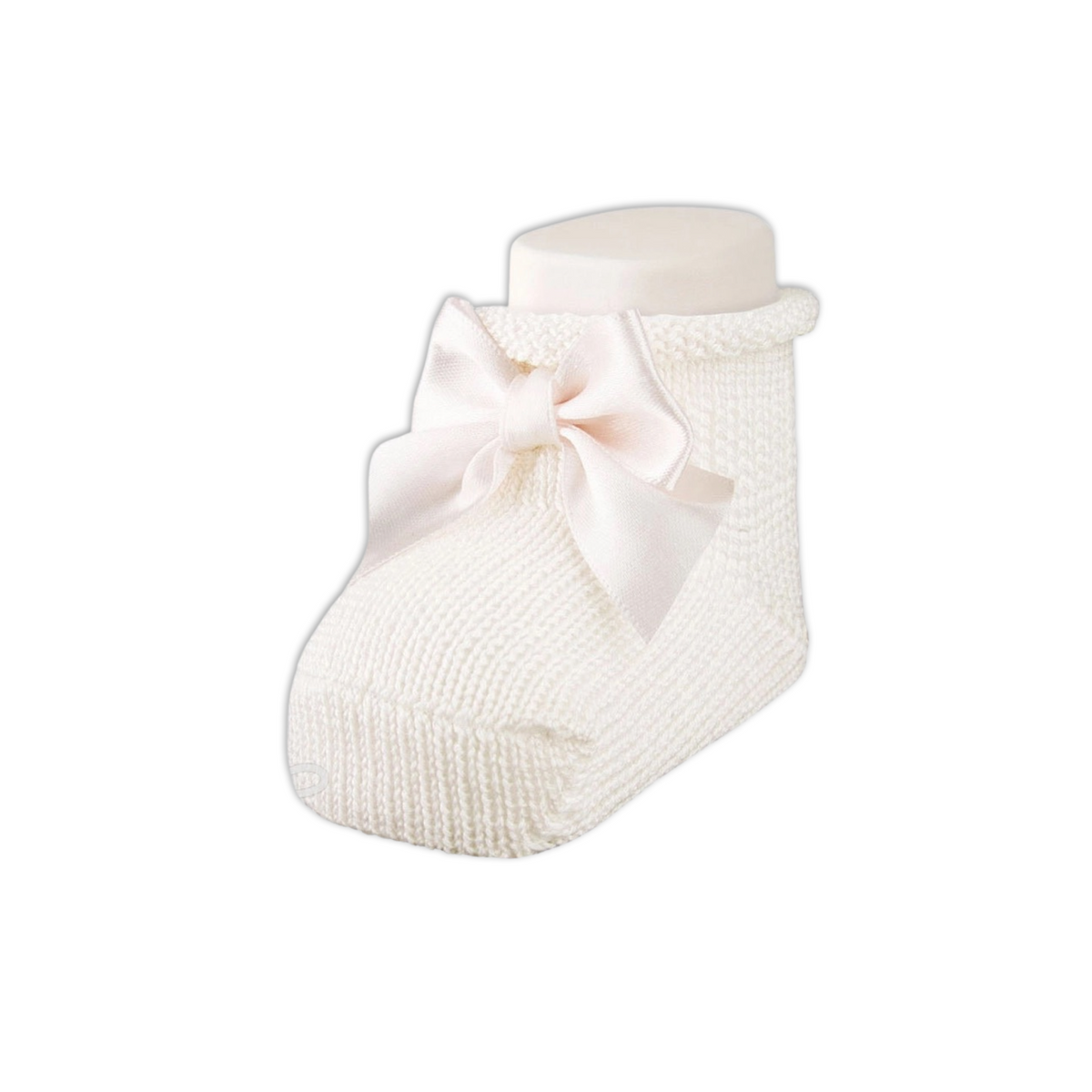 Newborn Scottish Yarn Socks With Bow Natural