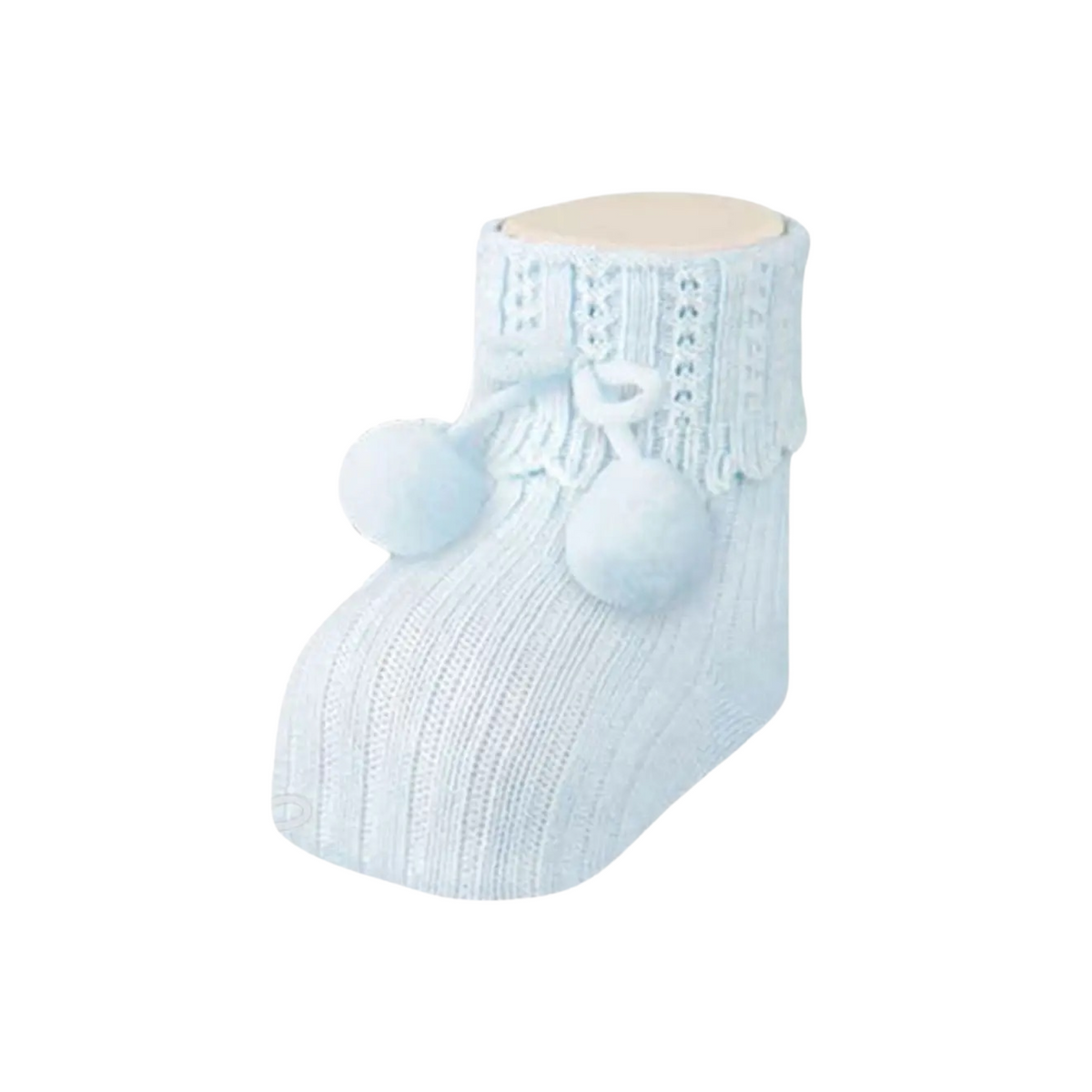 Newborn Pom Pom Cotton Socks Sky Blue