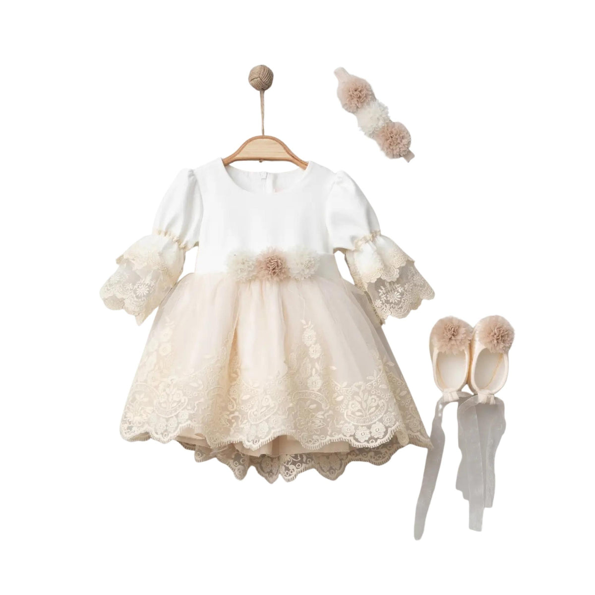 Lace Baptism Dress 4–Piece Set