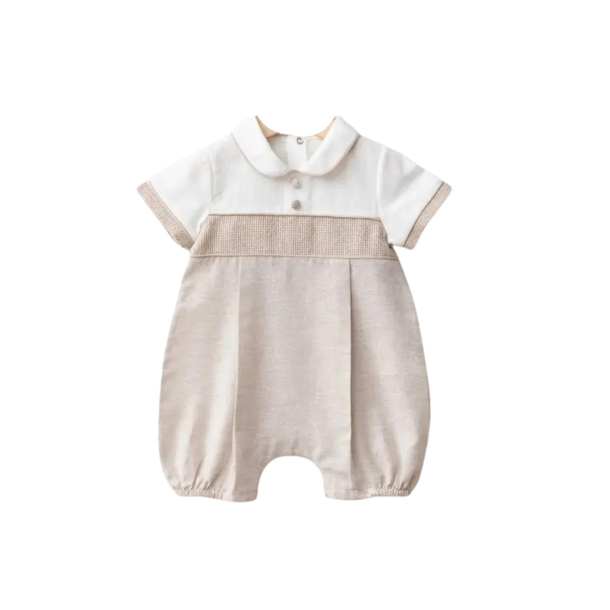 Natural Linen Baby Boy Romper