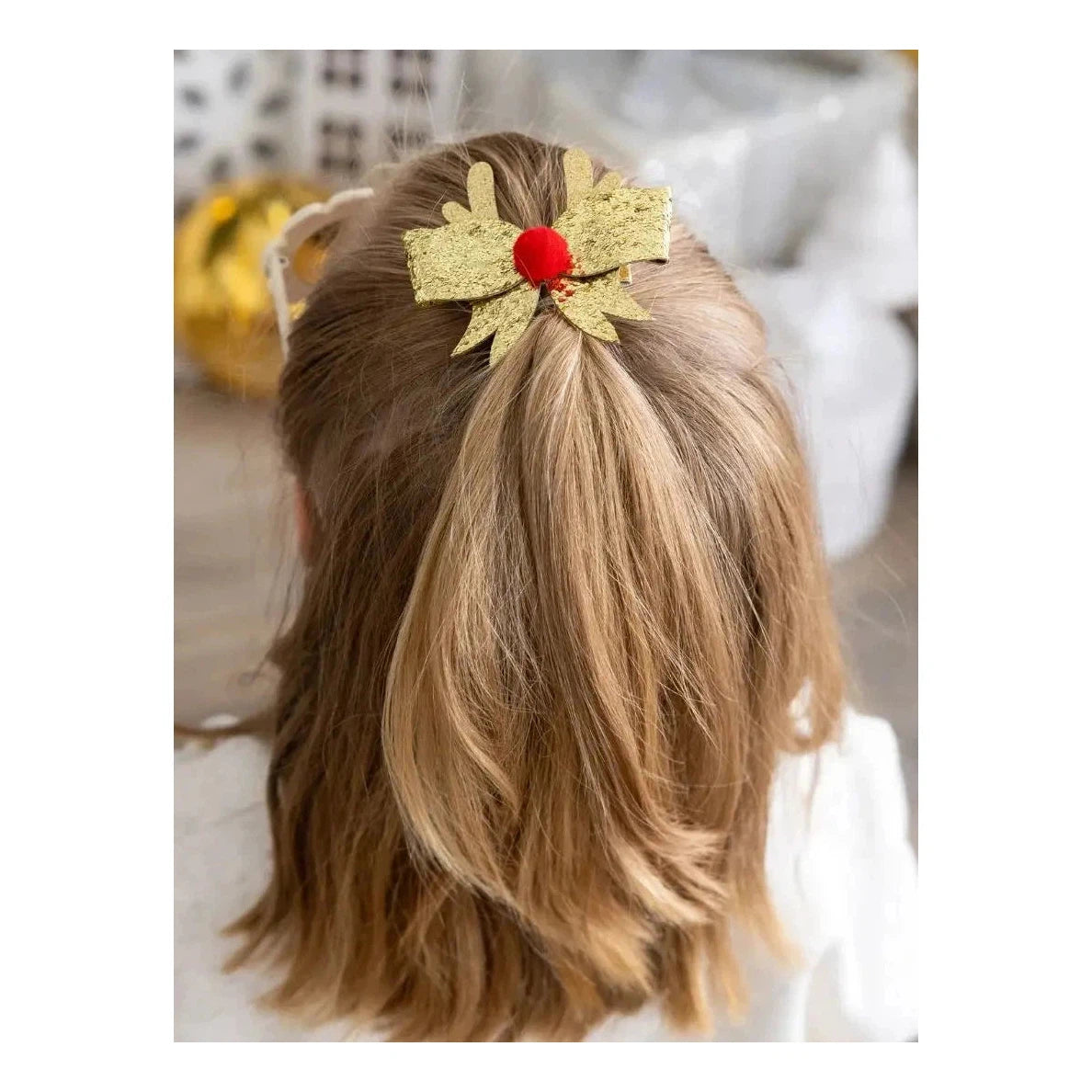 Reindeer Glitter Headband Bow & Clip