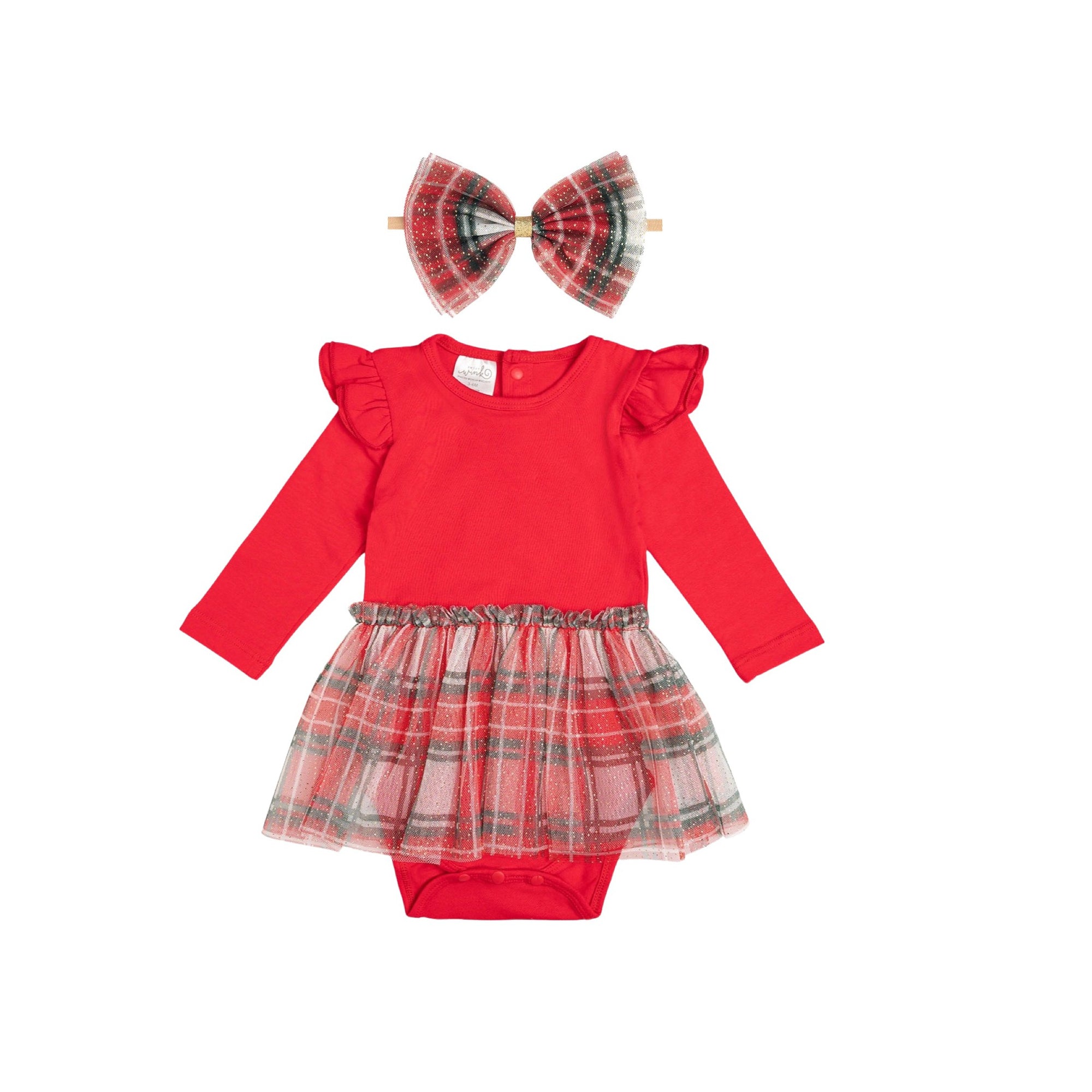 Christmas Plaid Bow Headband & Hair Clip