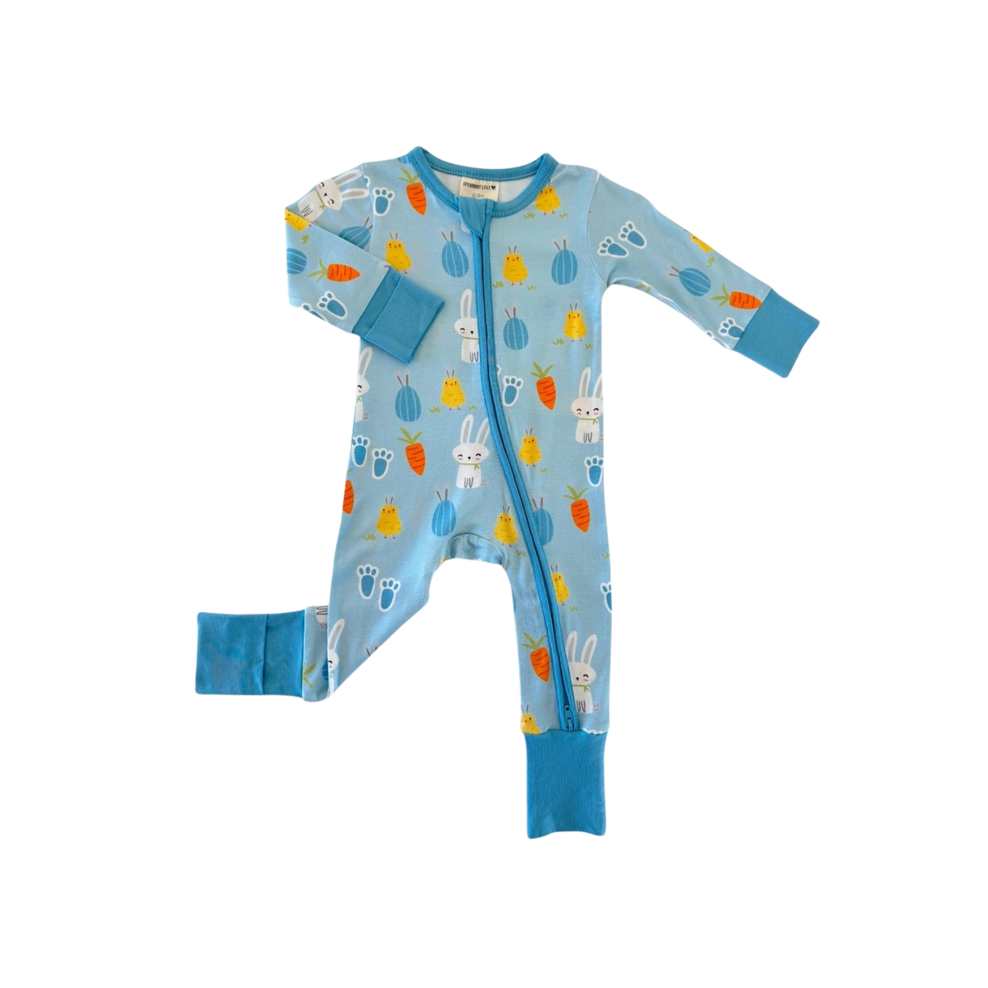 Blue Easter Bunny 2-Way Zipper Convertible Romper