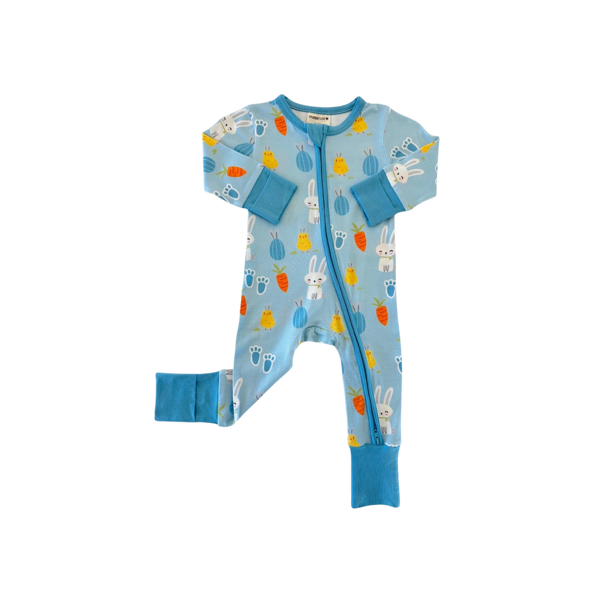 Blue Easter Bunny 2-Way Zipper Convertible Romper