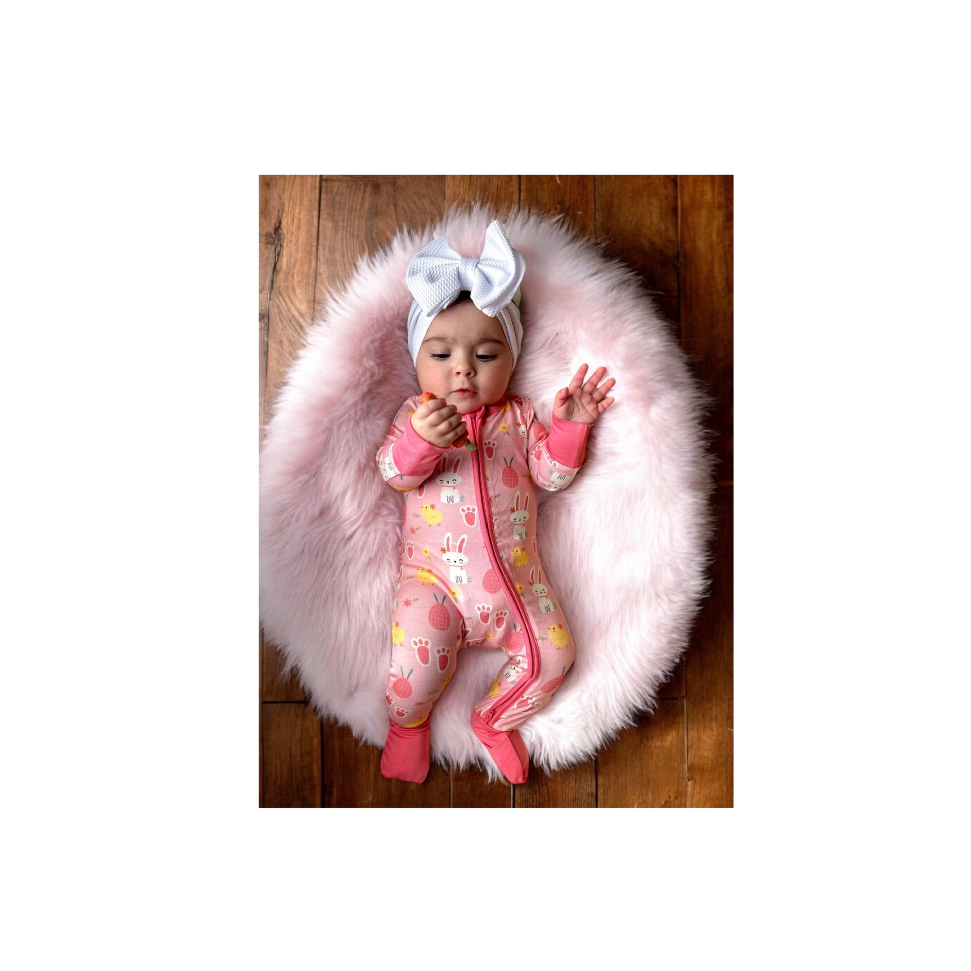 Pink Easter Bunny 2-Way Zipper Convertible Romper