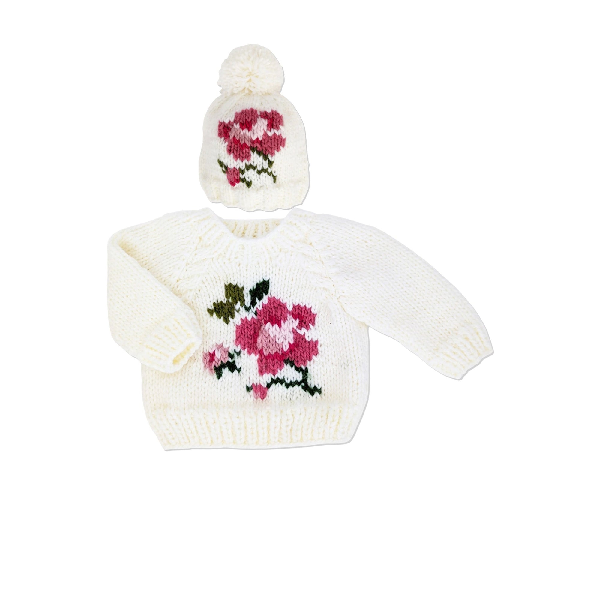 Rose Bloom Knit Pom Hat