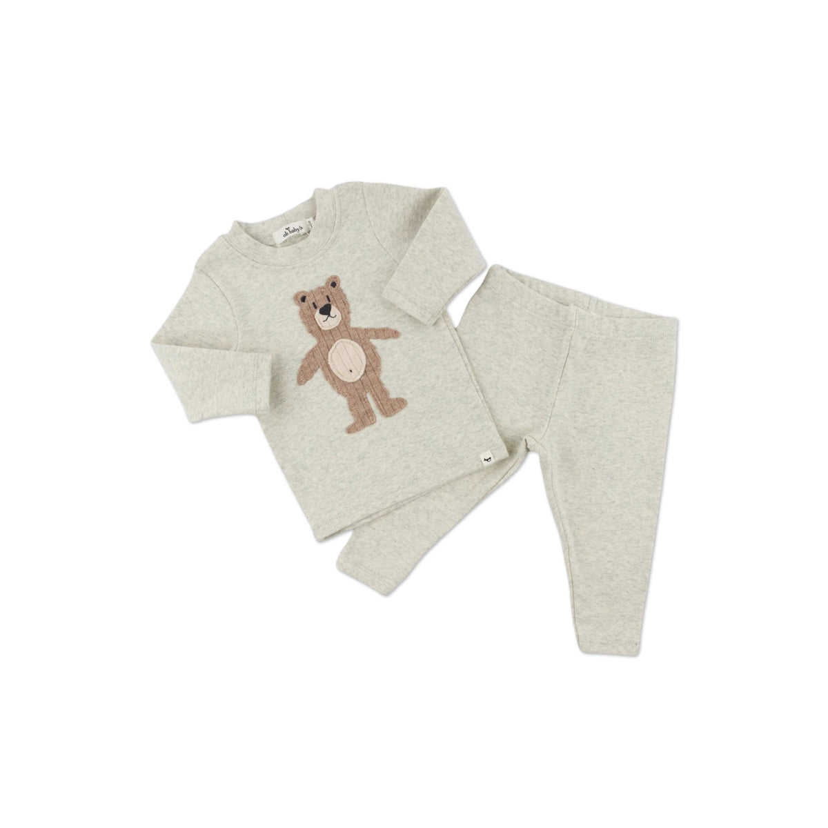 Shaggy Bear Appliqué 2-Piece Set