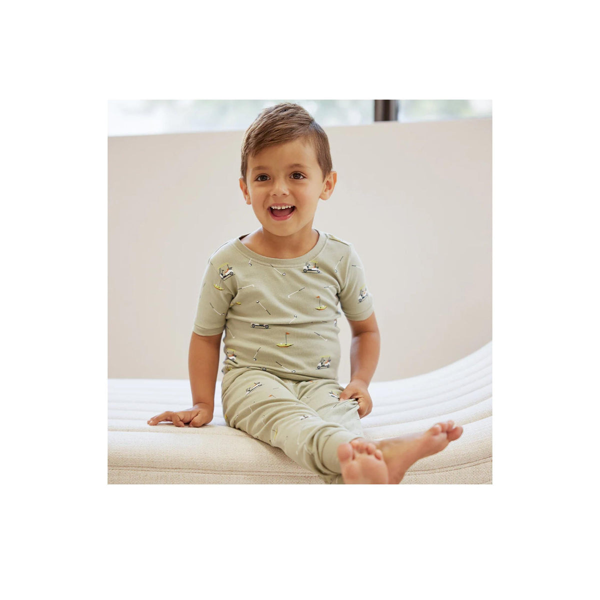 Seagrass Green Golf Print Short Sleeve Pajama Set