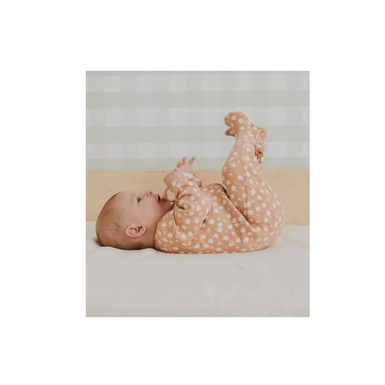 Floral Print Rib Footie