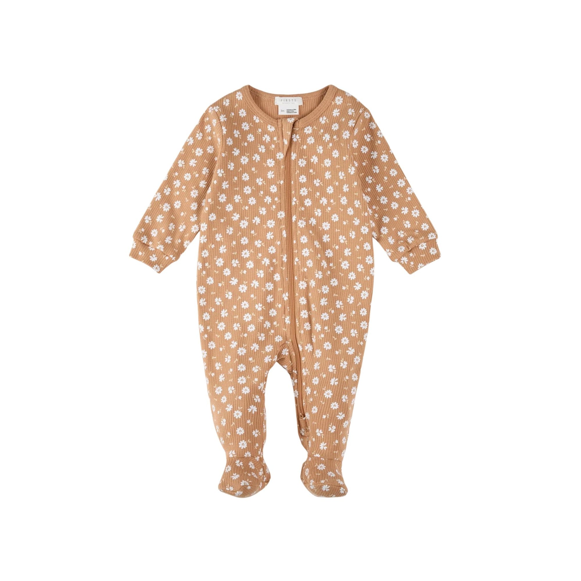 Floral Print Rib Footie