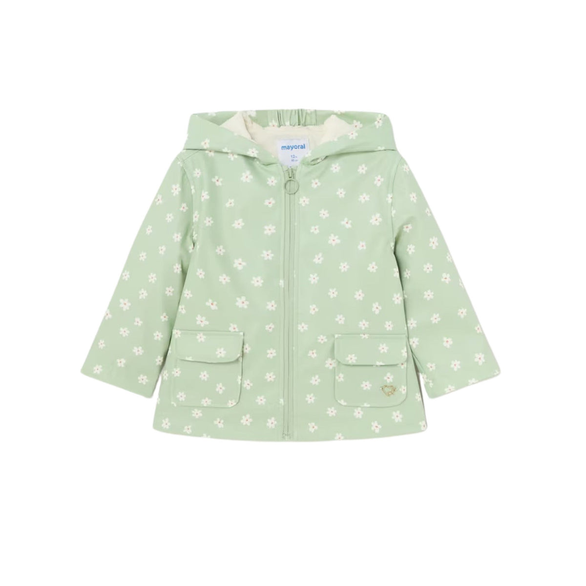 Light Green Rain Jacket with White Daisy Print
