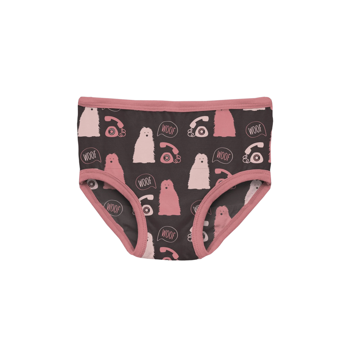 Midnight Telephone And Dog Print Girls Underwear