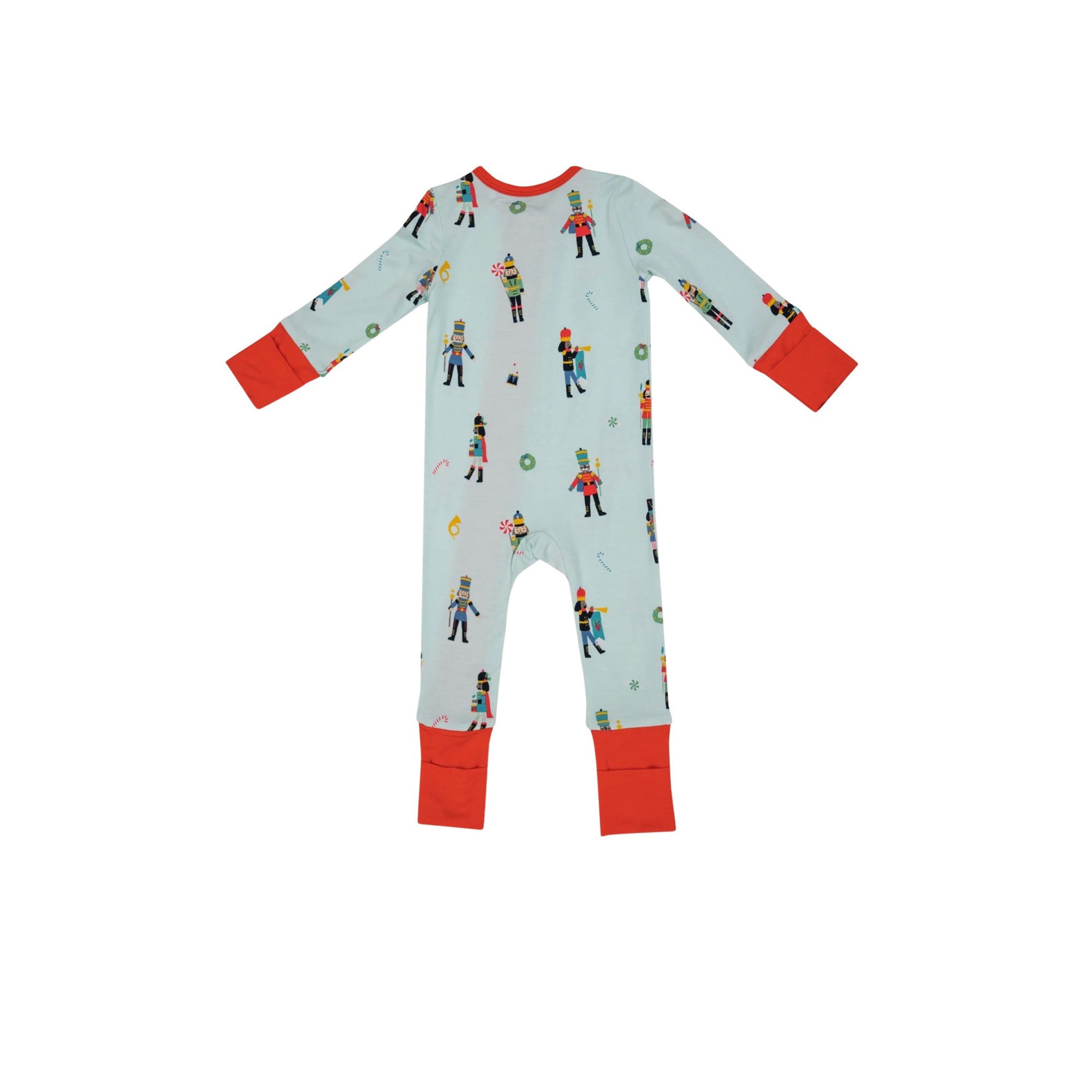 Nutcracker Print Blue Zipper Romper