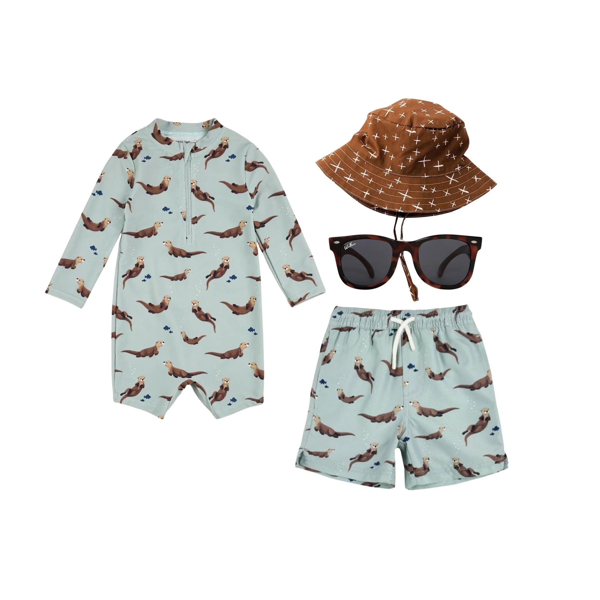 Otter Print One Piece Swim Romper