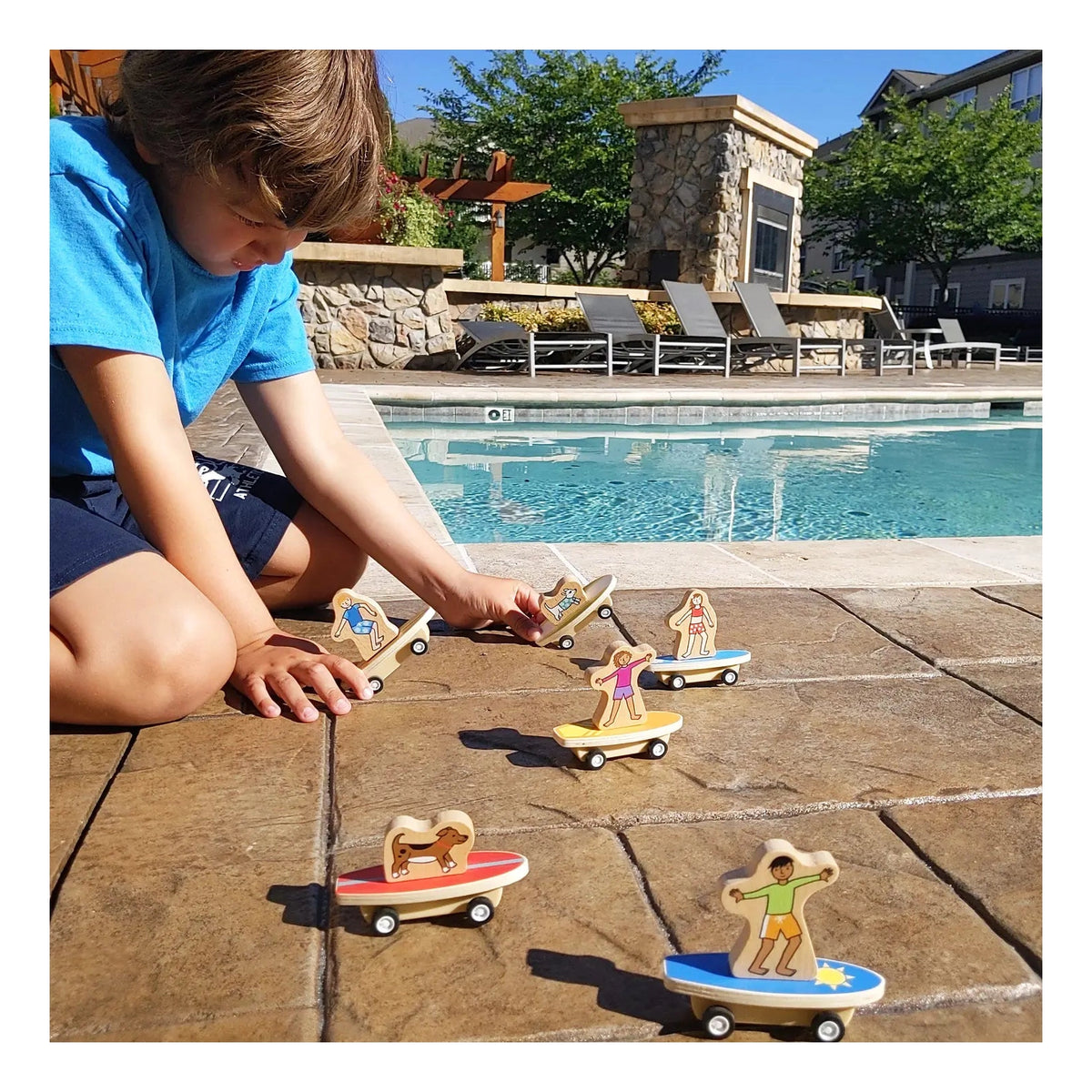 Pull Back Surfer Kids and Dogs