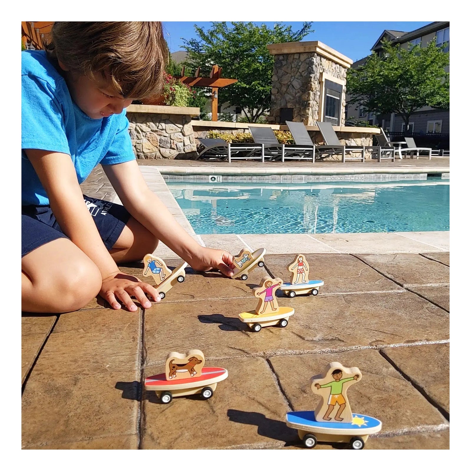 Pull Back Surfer Kids and Dogs