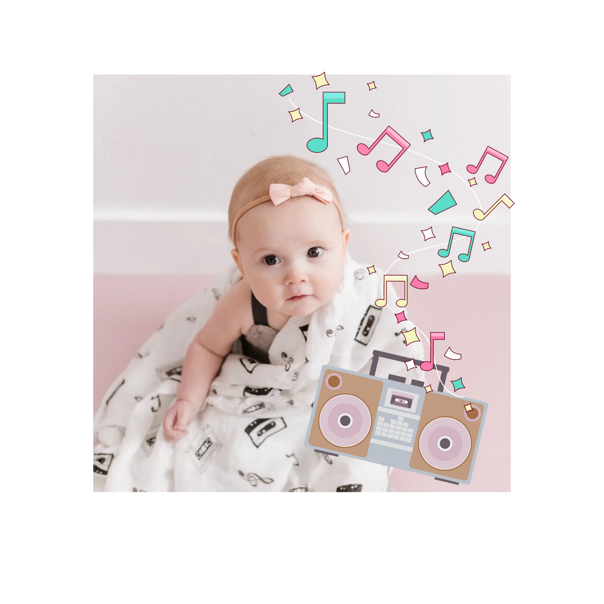 Retro Cassette Tape Organic Swaddle