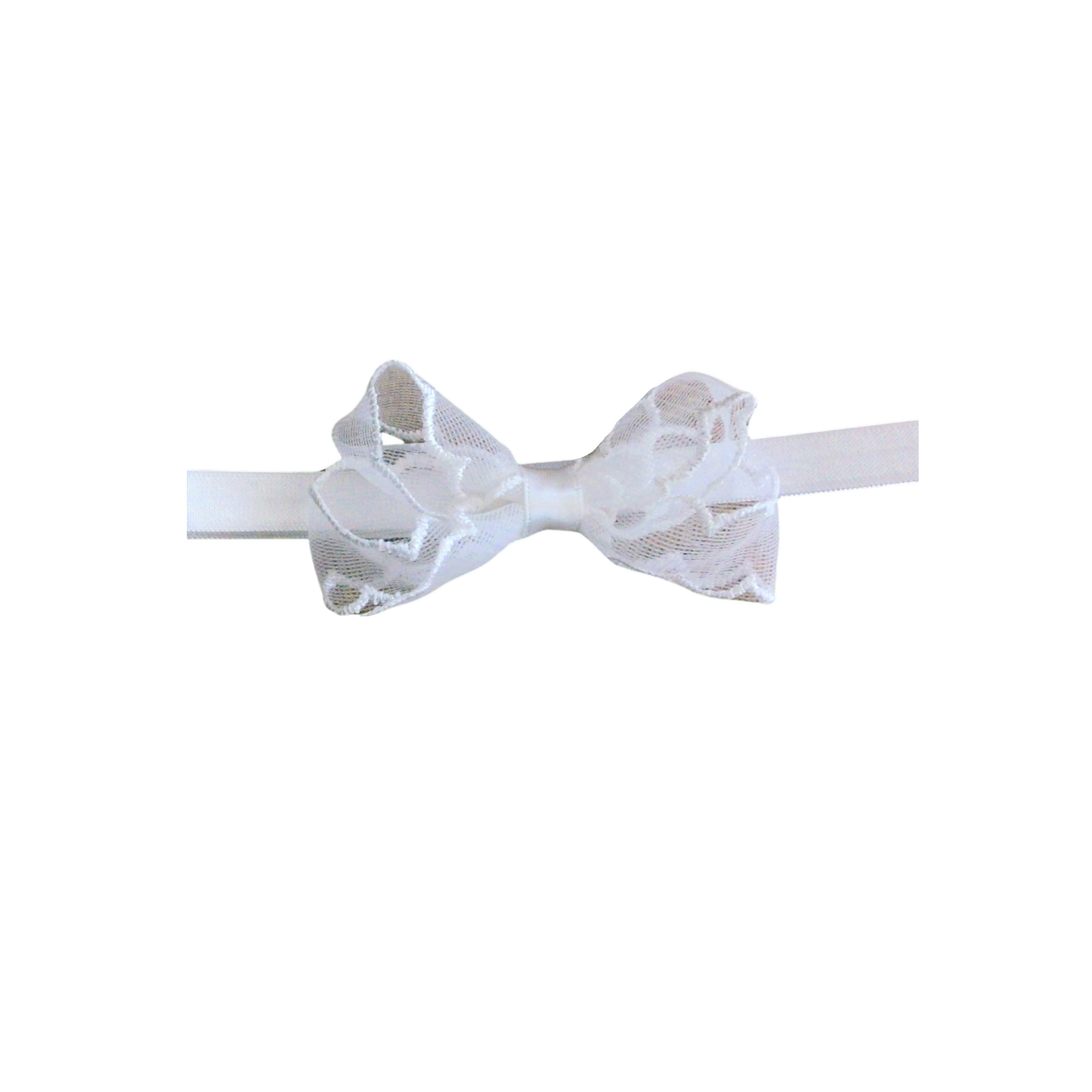 Scalloped Stitched Organza Bow Headband