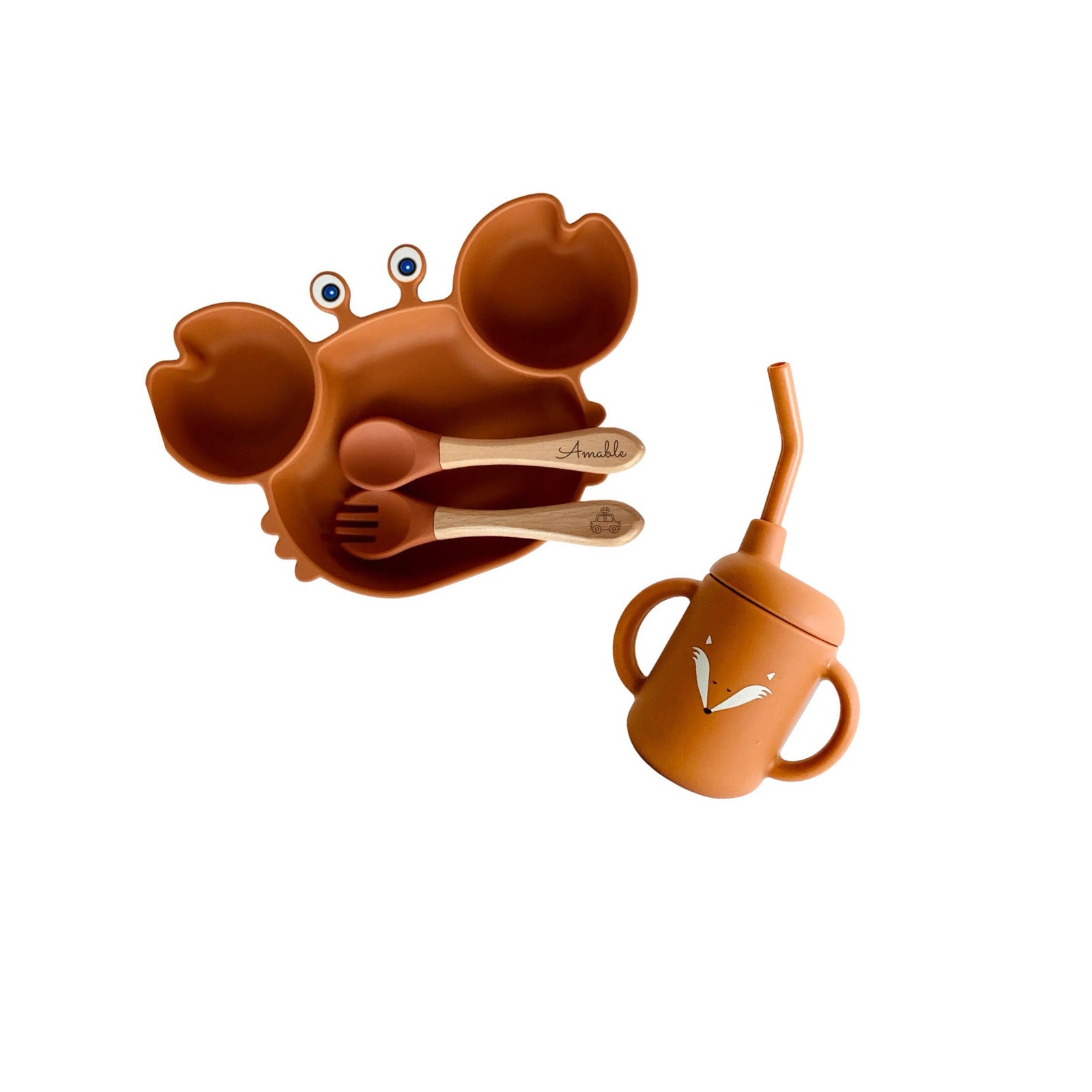 Silicone Animal Face Cups with Straws