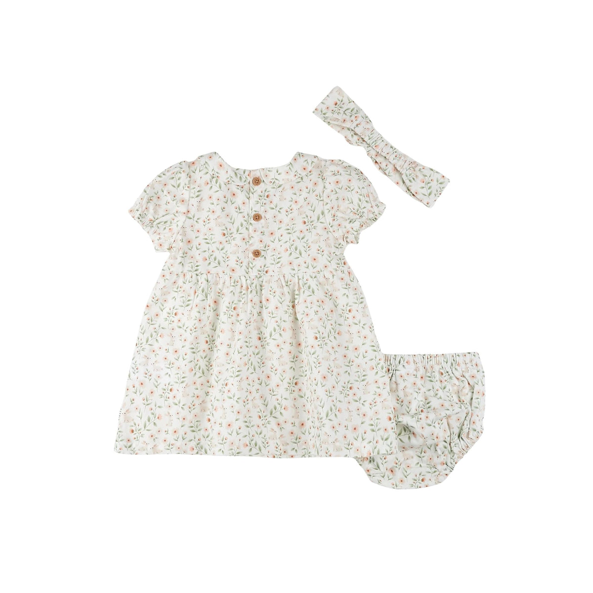Spring Bunnies Poplin Dress Set - 3-piece