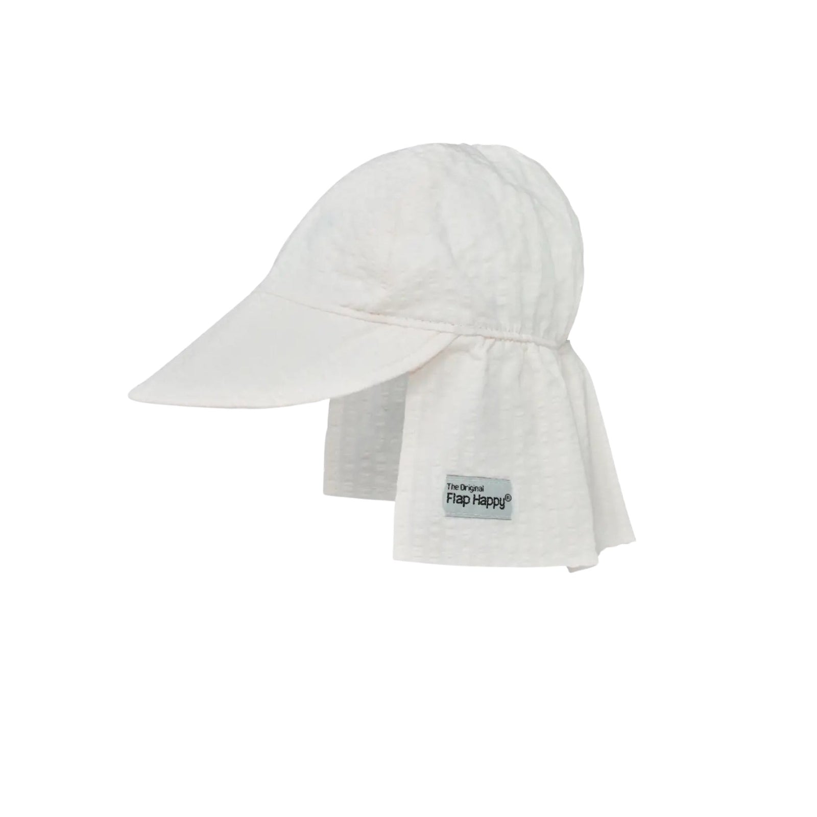 Vanilla Seersucker Stripe Flap Sun Hat