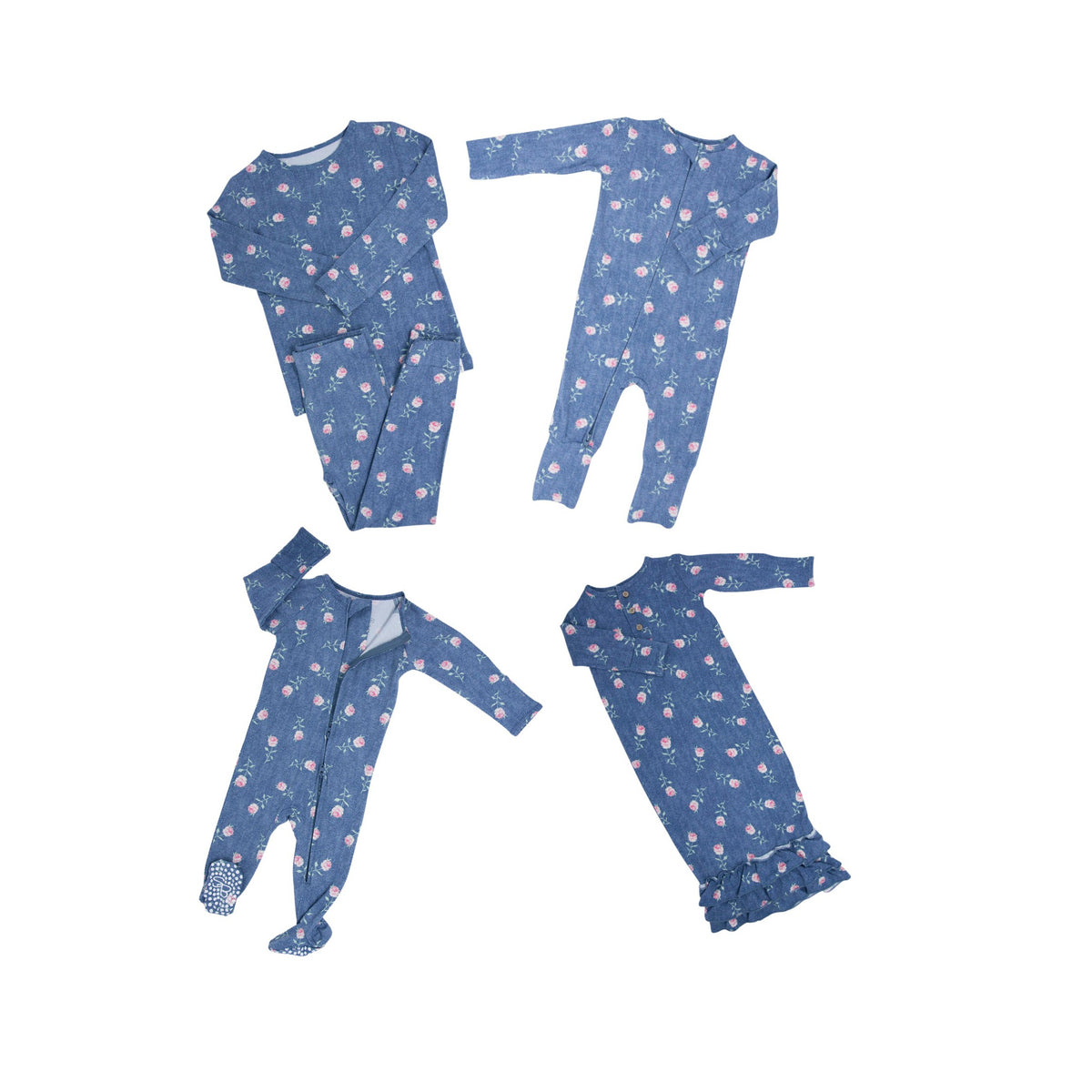 Vintage Rose Zipper Footie