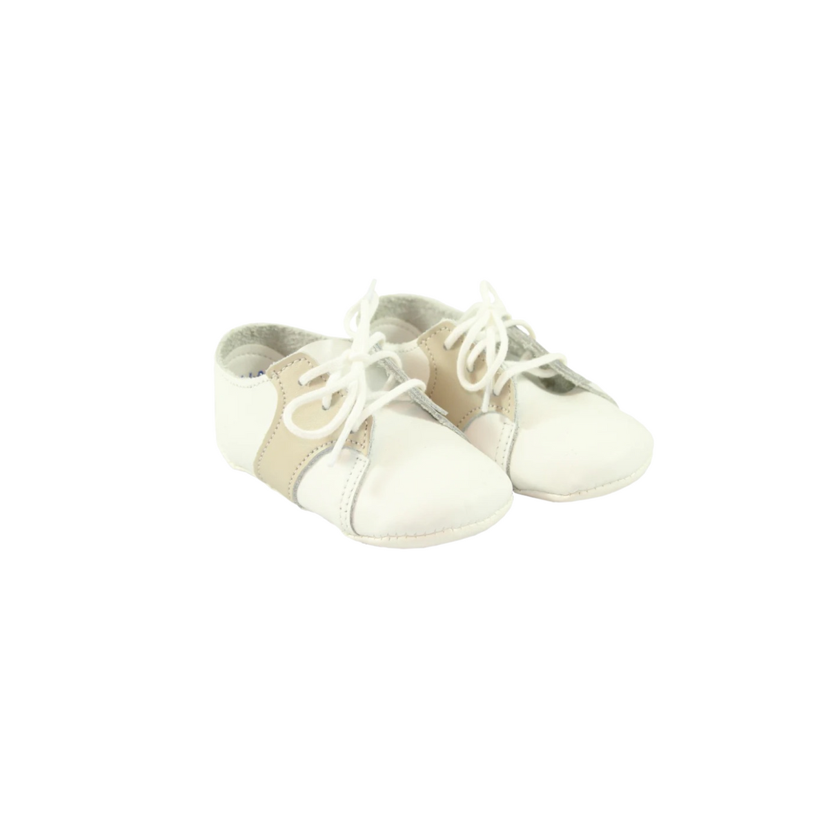 William Crib Shoe In White/Ecru