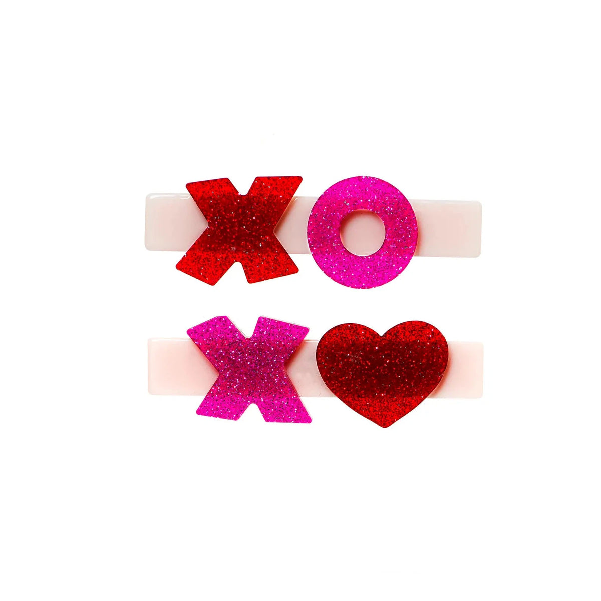 XOXO Red Glitter Aligator Hair Clips