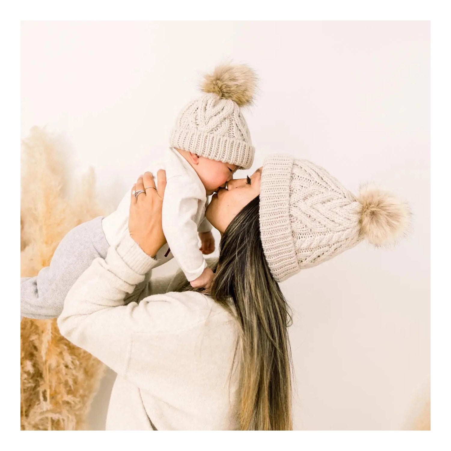 Natural Pom Beanie Hat