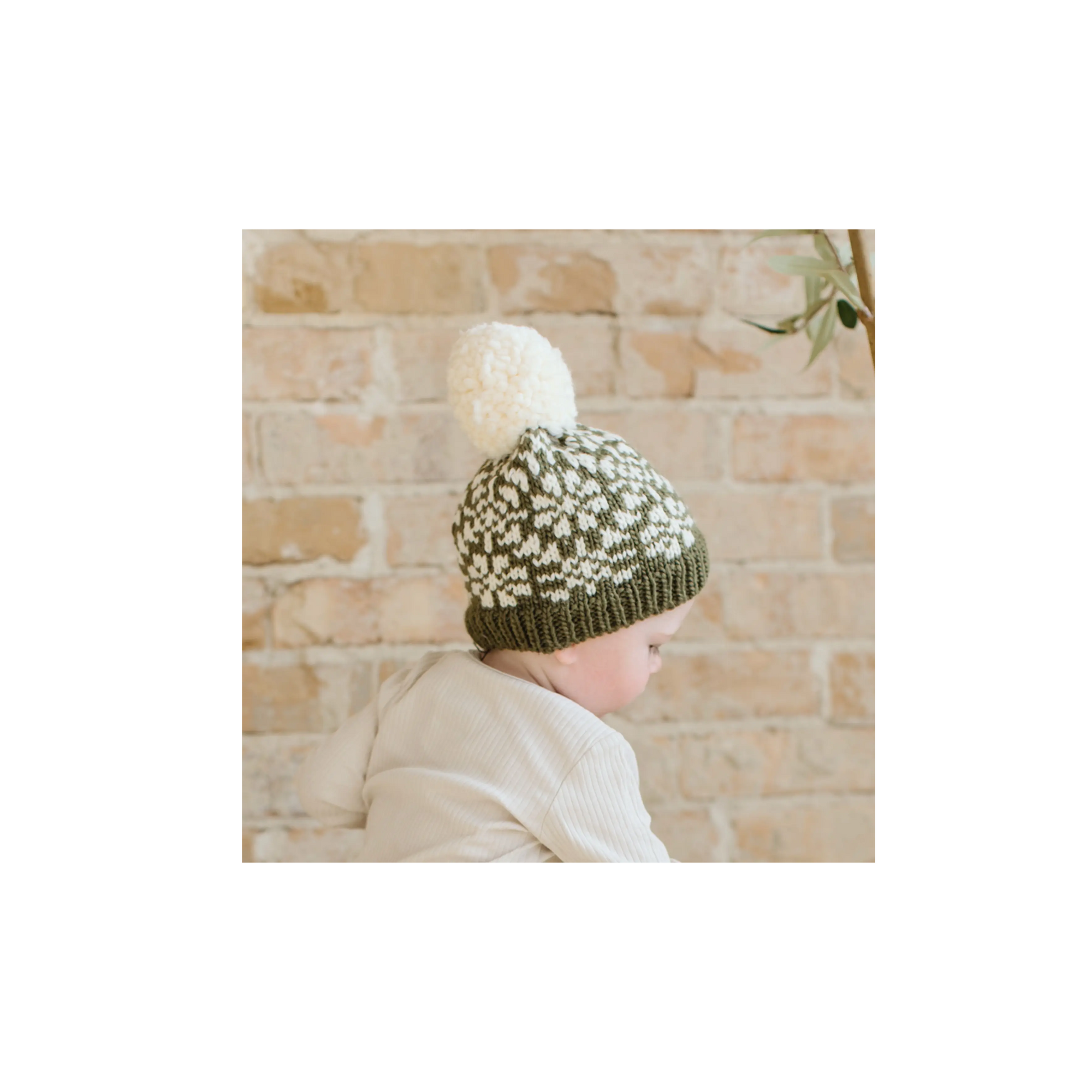 Snowfall Pom Hat - Olive