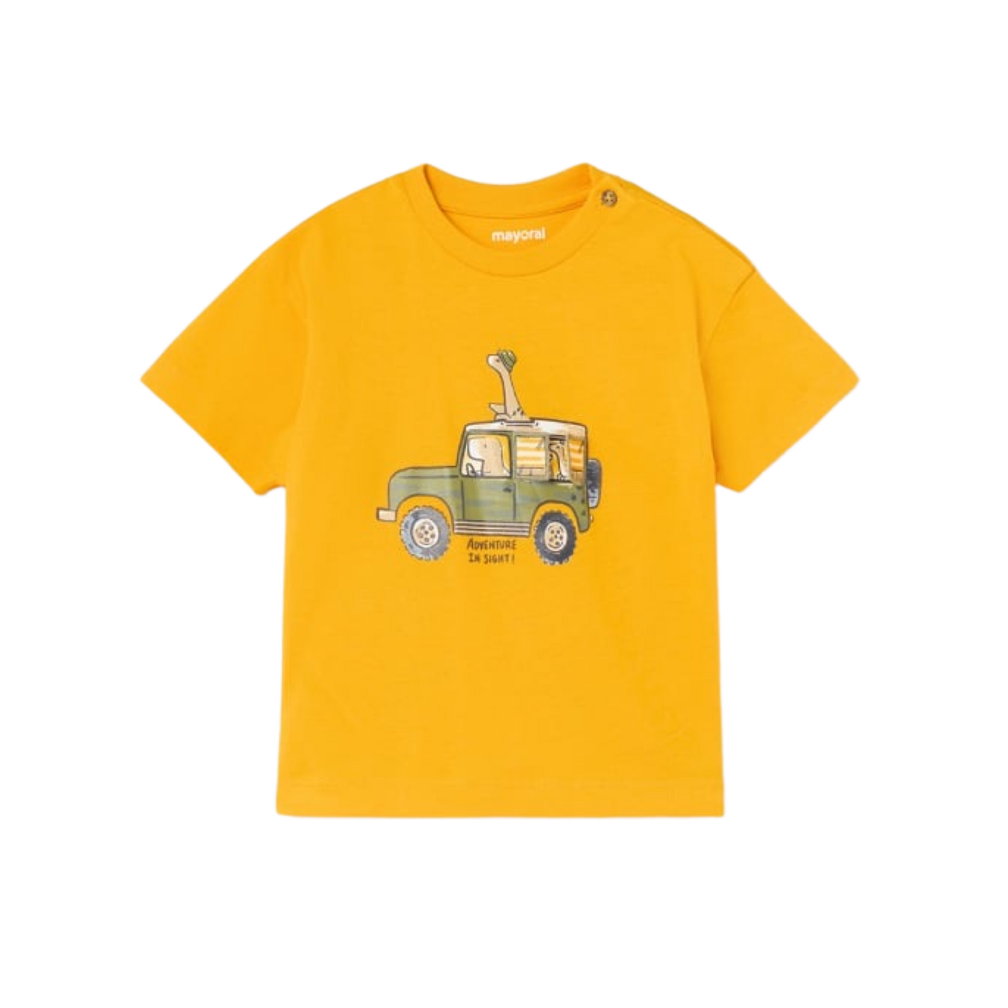 Yellow Safari Truck Motif T-Shirt