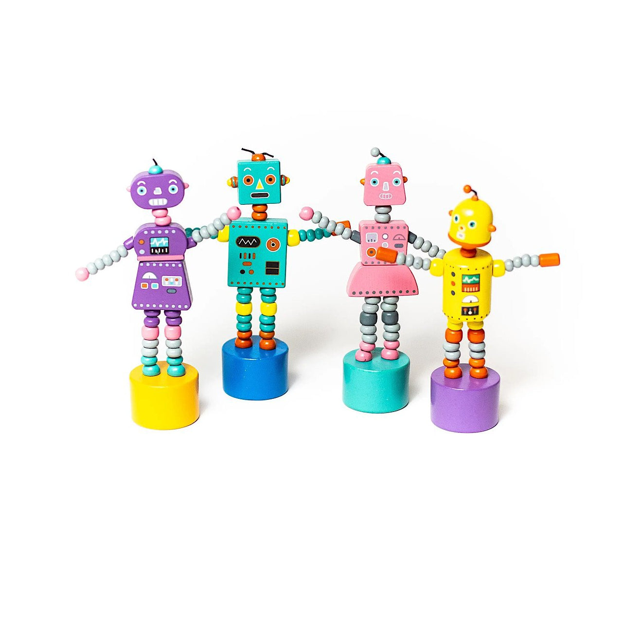 Retro Robot Dancing Push Puppets