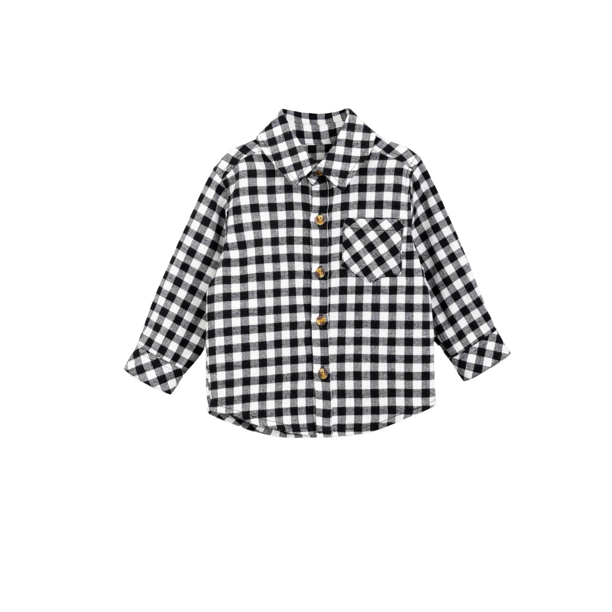 Black & White Checkered Flannel Shirt