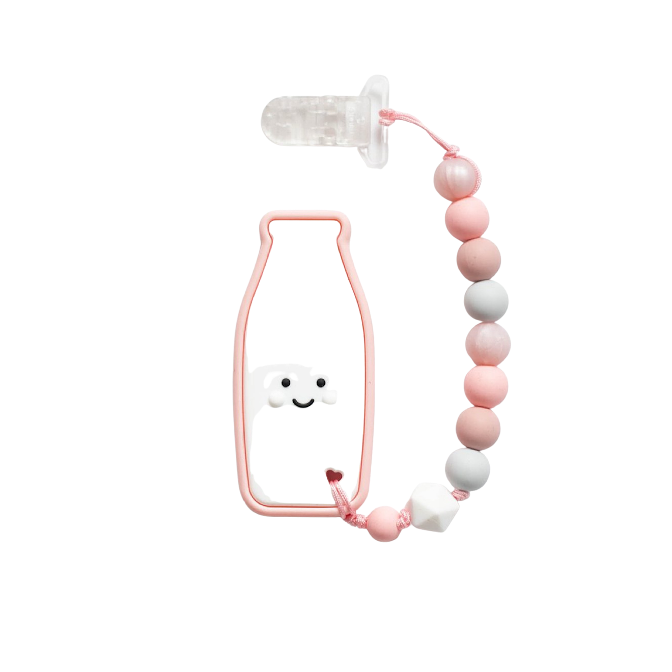 Milk Bottle Silicone Teether With Clip