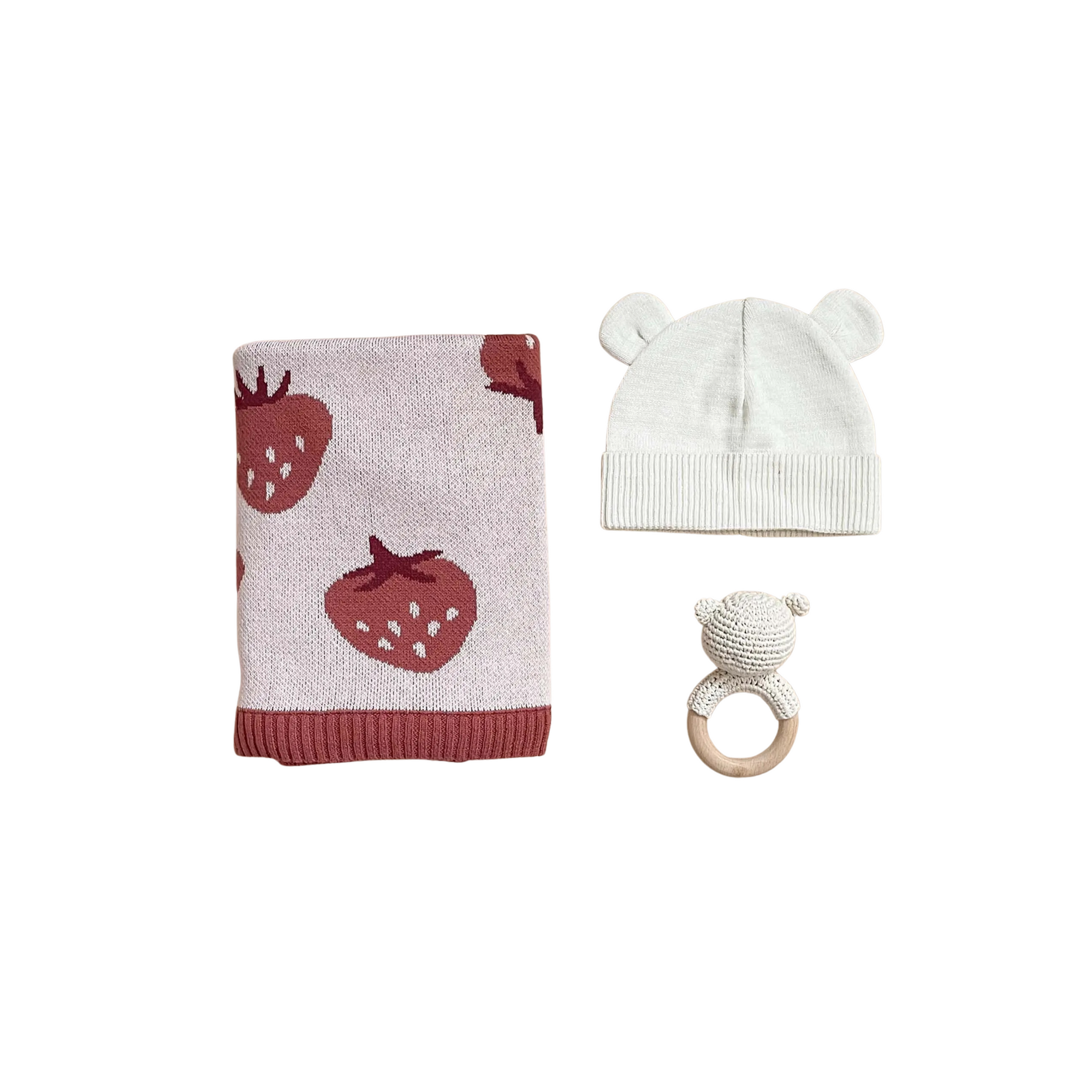 Strawberry Baby Blanket Gift Set
