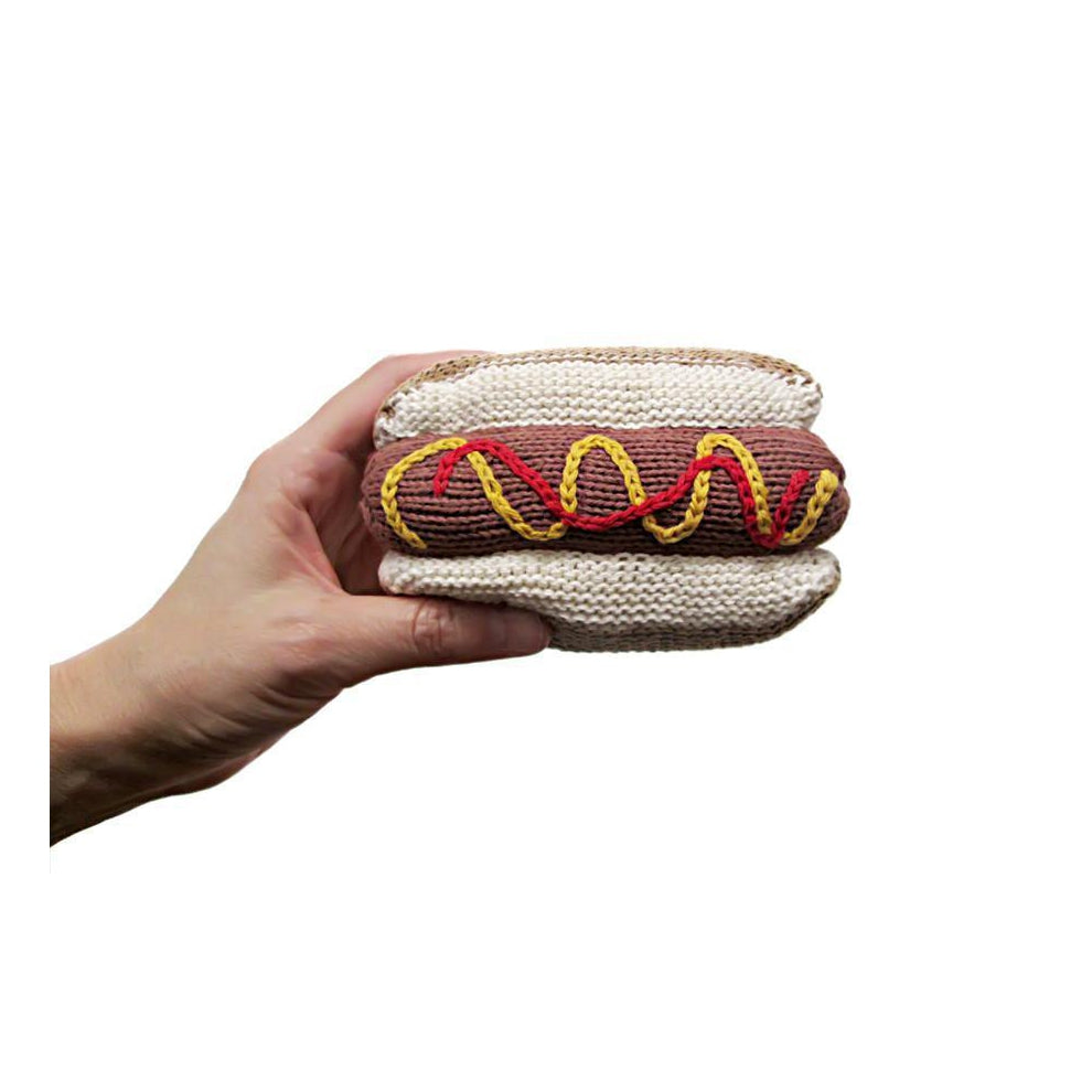 Organic Hot Dog Knit Rattle