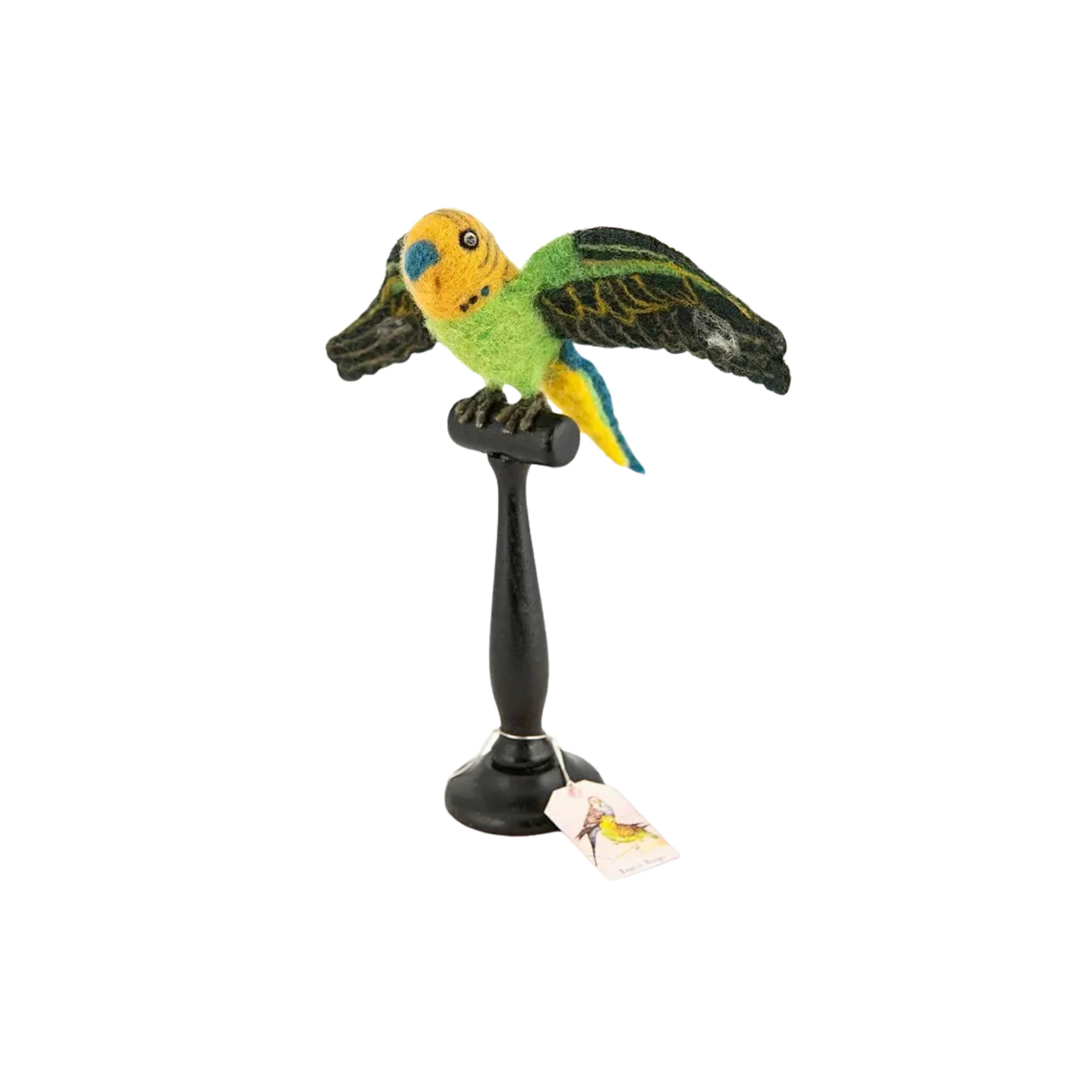 Felted Green English Budgie Bird Miniature