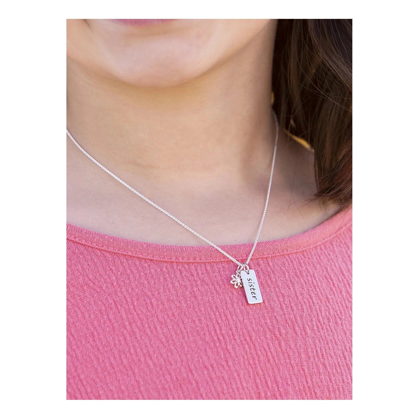 Sterling Silver Sister Bar Necklace