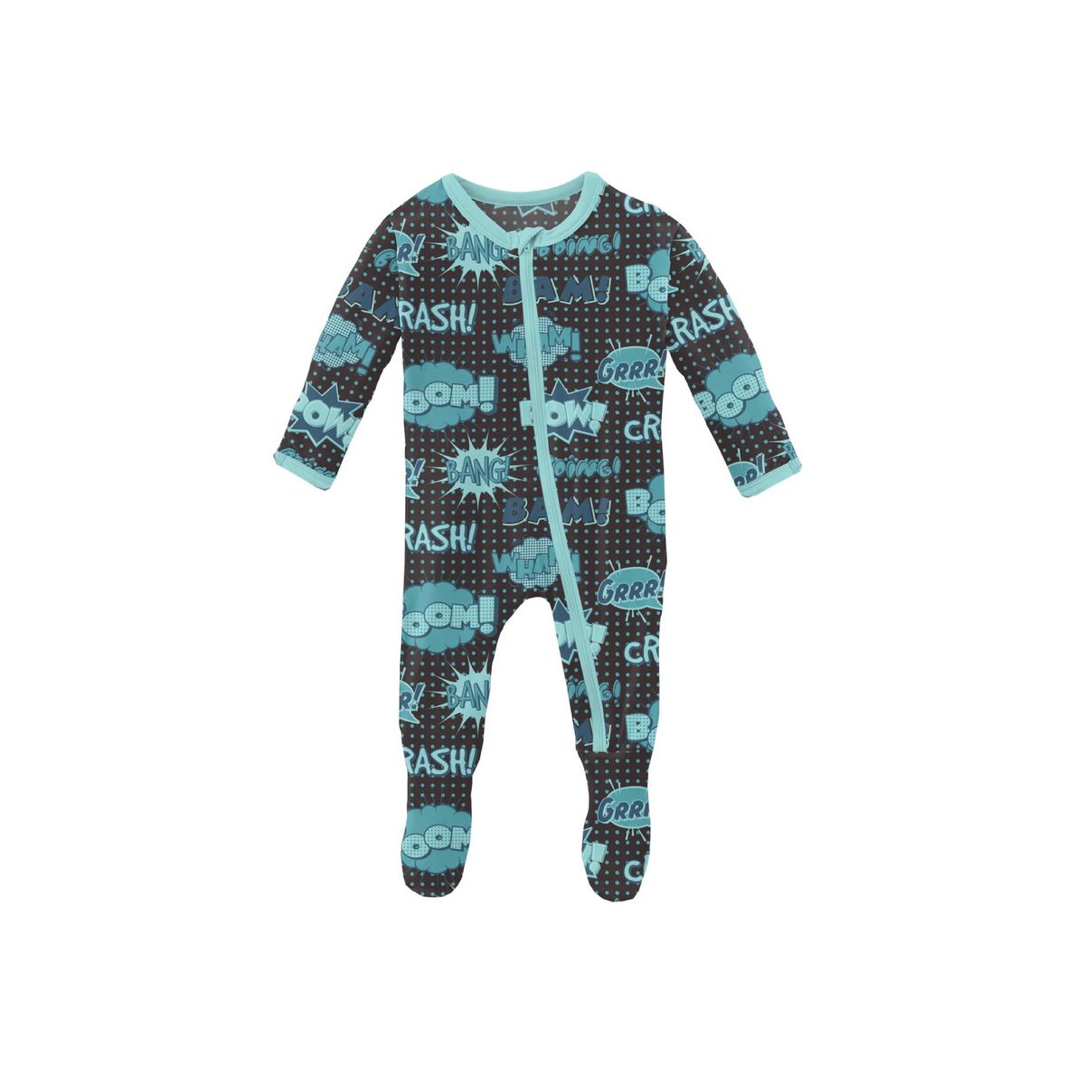 Midnight Comic Print Zipper Footie