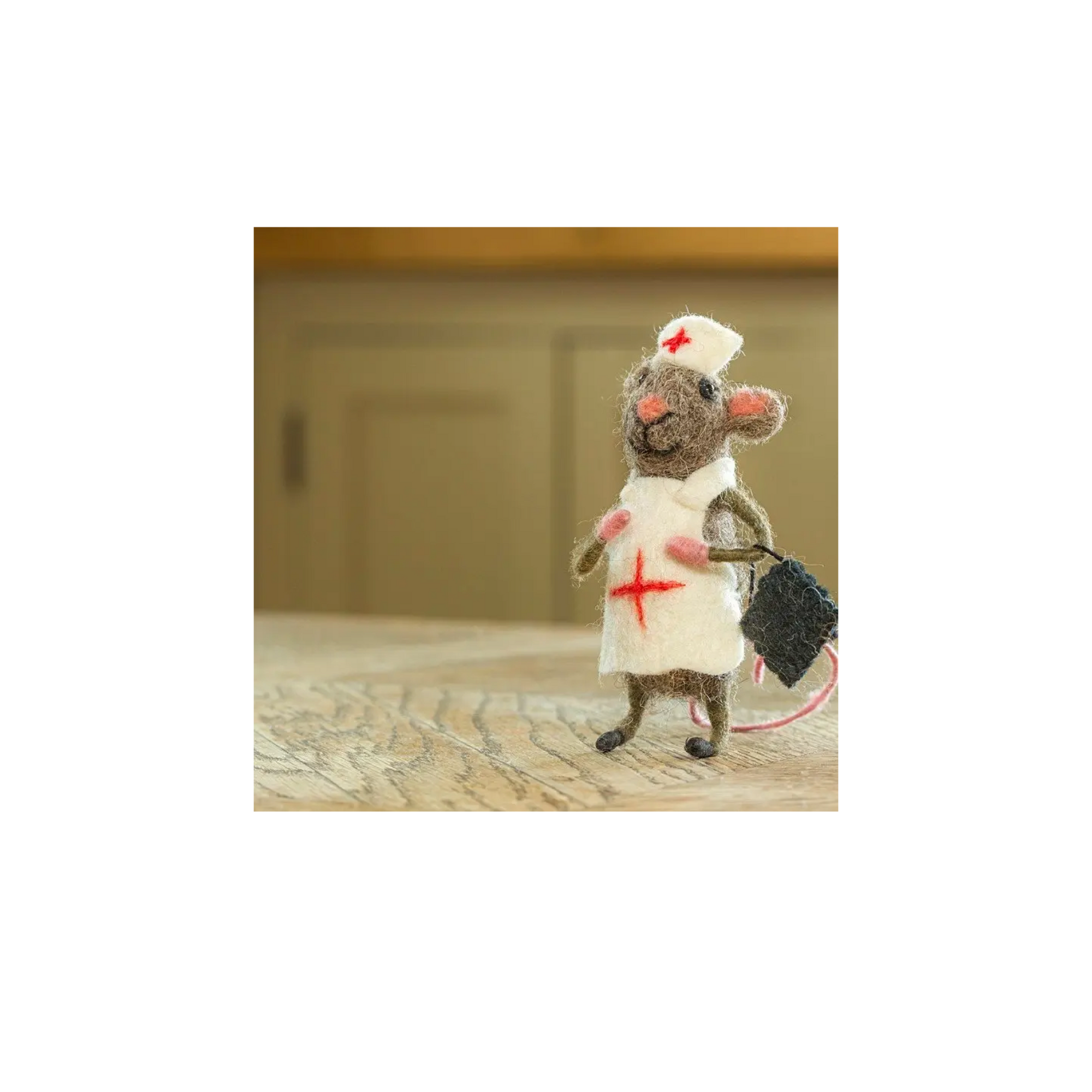Felted Nurse Mouse Miniature