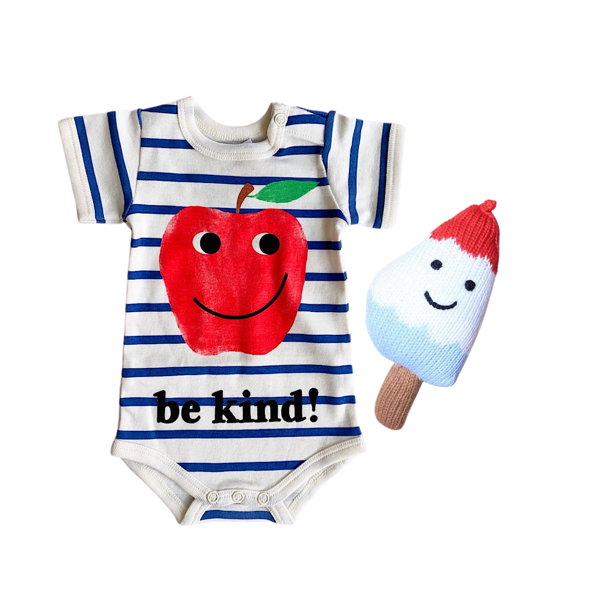 Estella organic striped onesie with apple graphic unisex baby boy baby girl