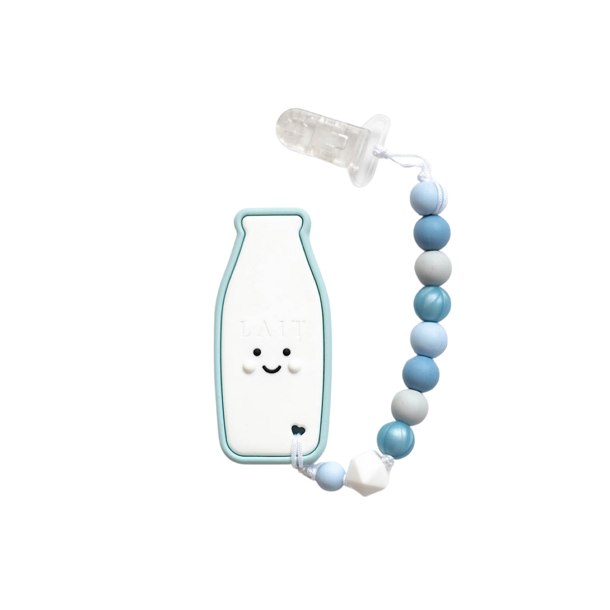 Milk Bottle Silicone Teether With Clip