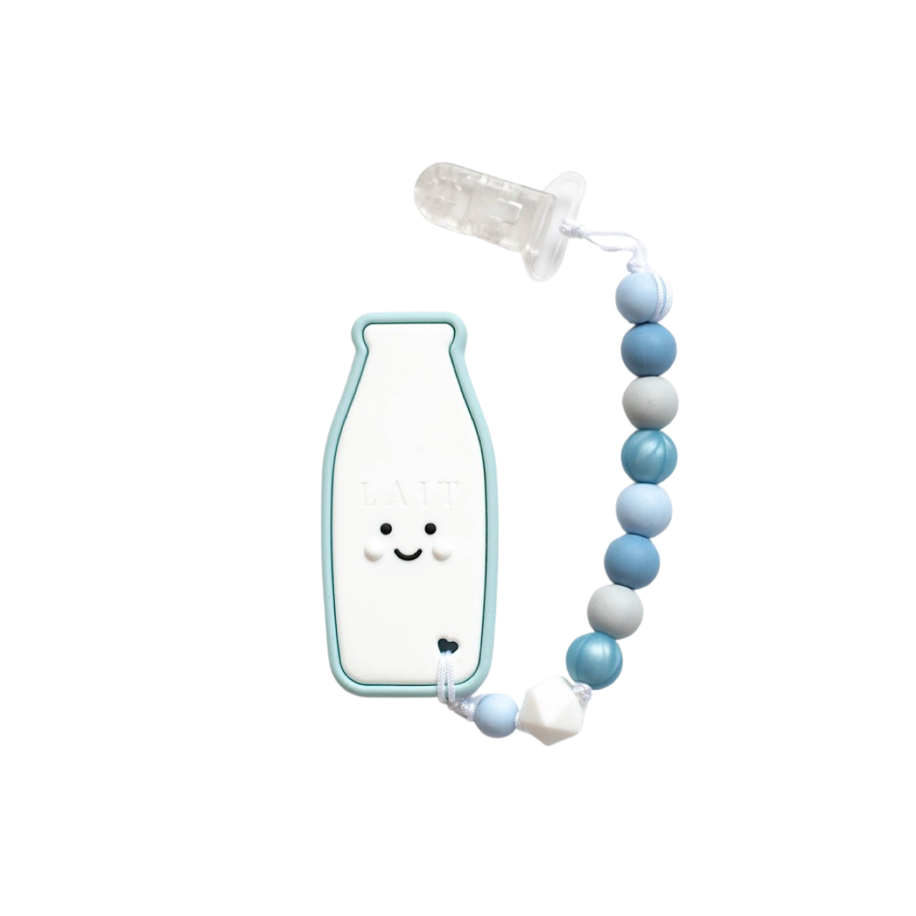 Milk Bottle Silicone Teether With Clip