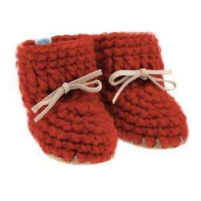 Handmade cozy spice wool baby sweater moccasins