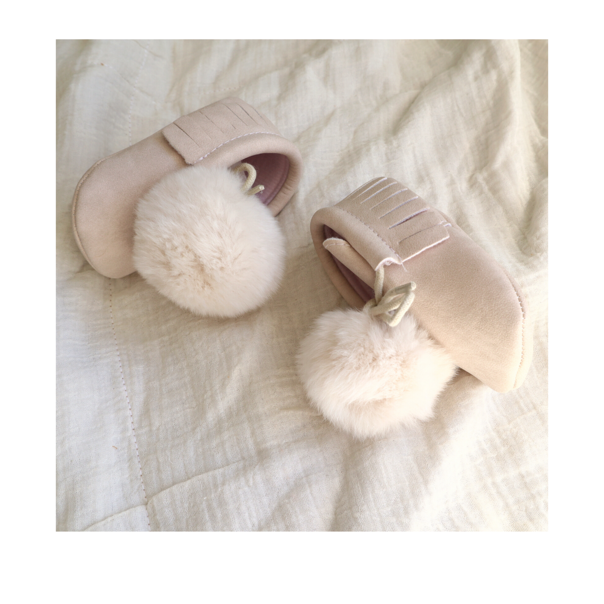 Bunny Tail Moccasin Booties